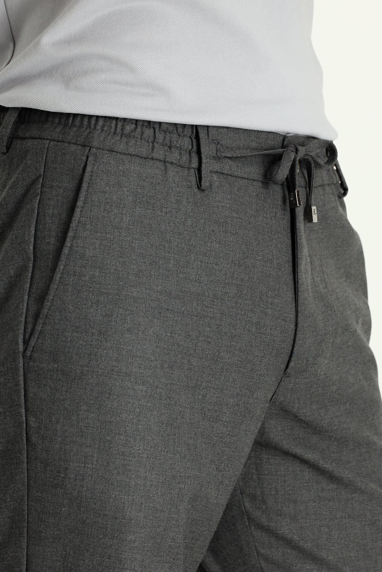Koyu Füme Relaxed Fit Rahat Kesim Beli Bağcıklı Lastikli Pantolon - Image 3