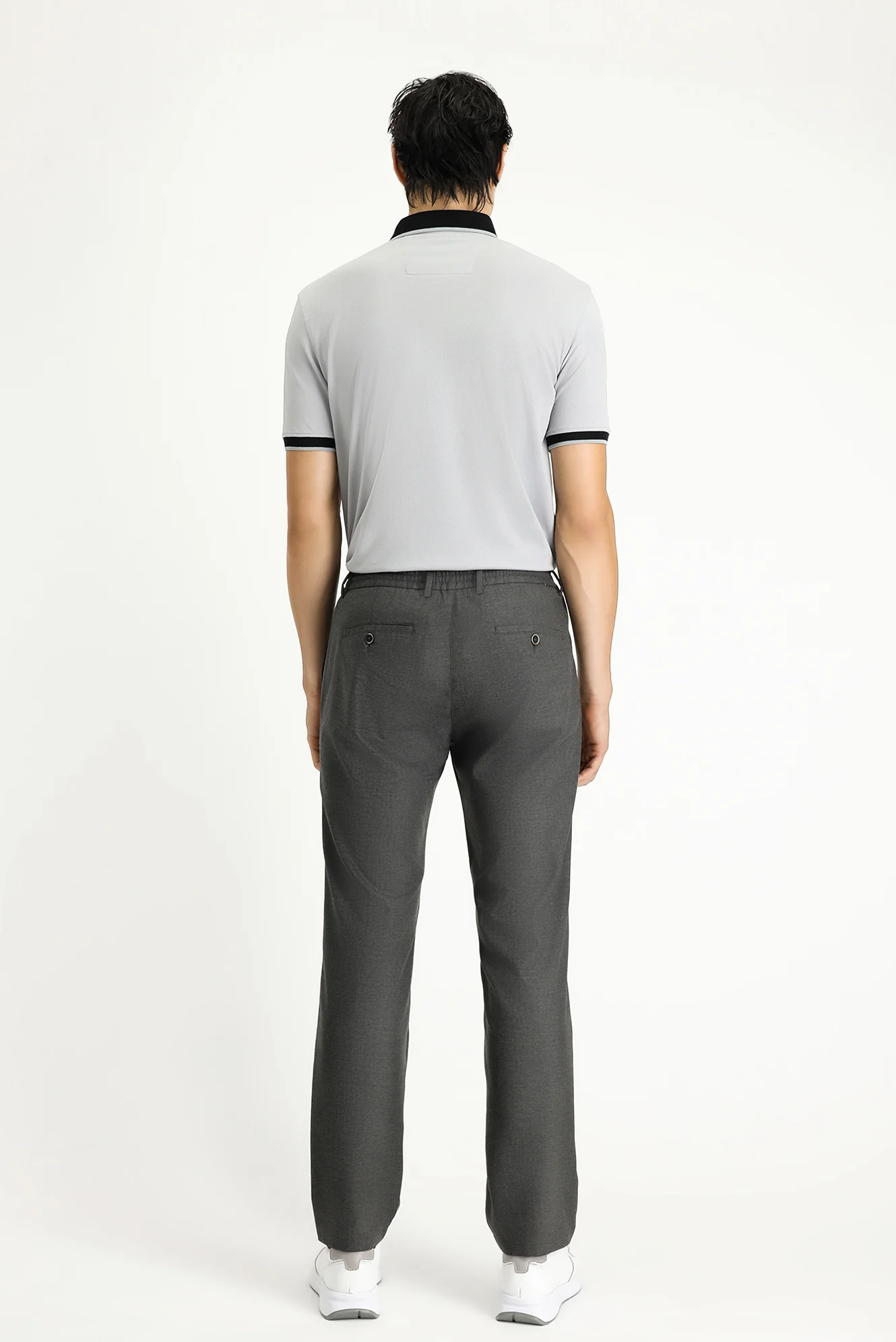 Koyu Füme Relaxed Fit Rahat Kesim Beli Bağcıklı Lastikli Pantolon - Image 4