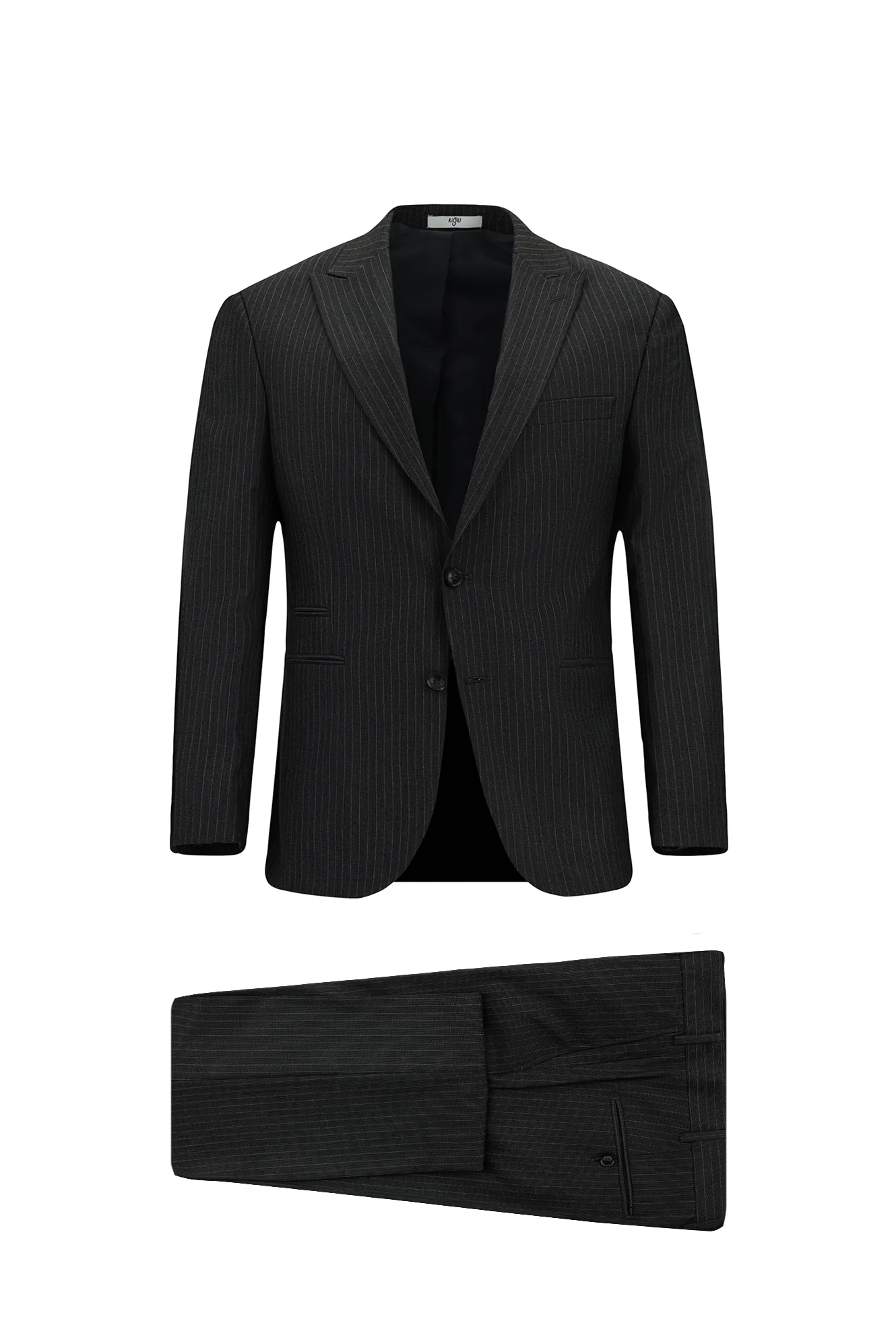 Koyu Füme 7 Drop Slim Fit Dar Kesim Çizgili Takım Elbise