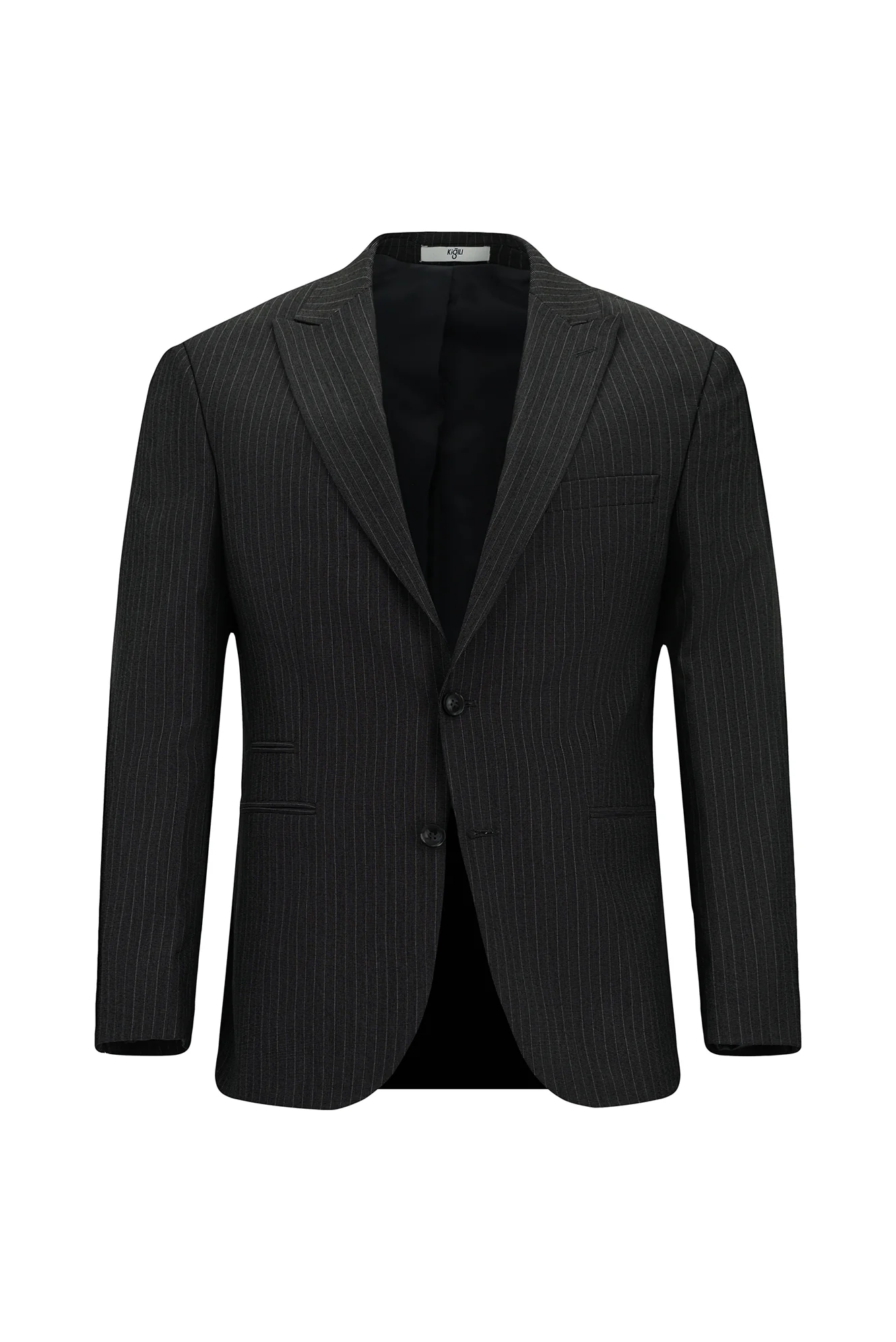 Koyu Füme 7 Drop Slim Fit Dar Kesim Çizgili Takım Elbise - Image 2