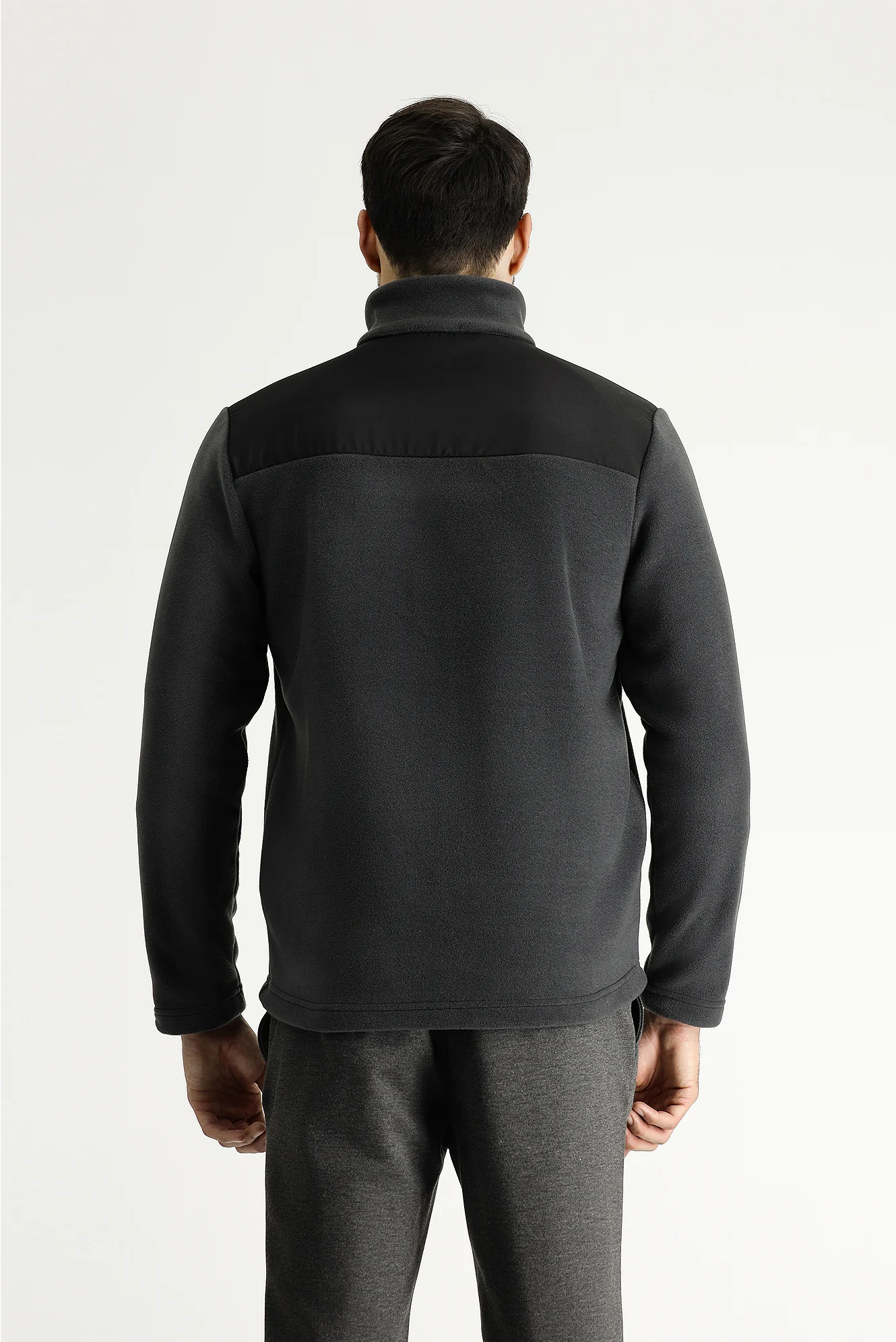 Koyu Füme Fermuarlı Nakışlı Polar Sweatshirt - Image 5