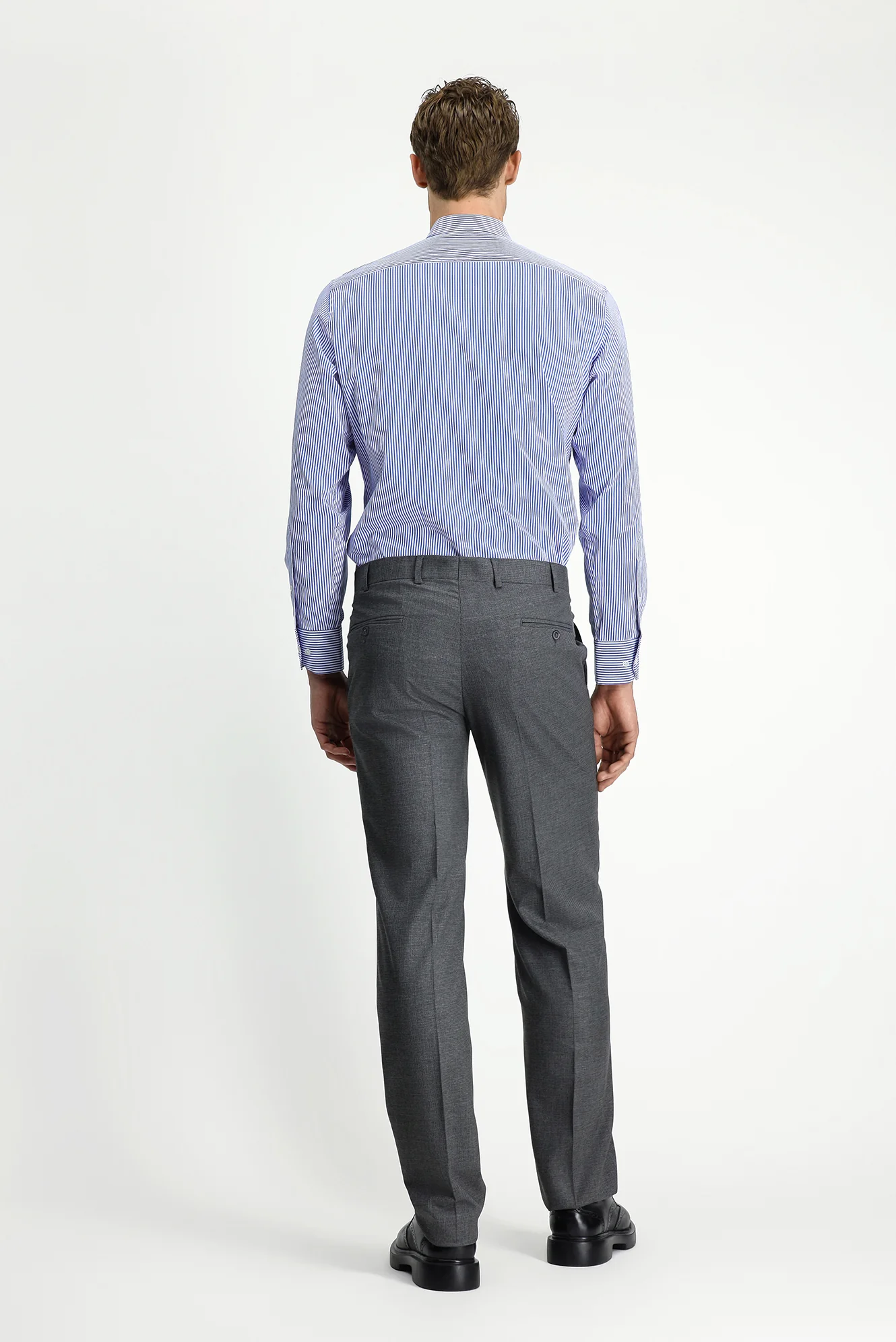 Koyu Füme 7 Drop Slim Fit Dar Kesim Desenli Yünlü Klasik Kumaş Pantolon - Image 4