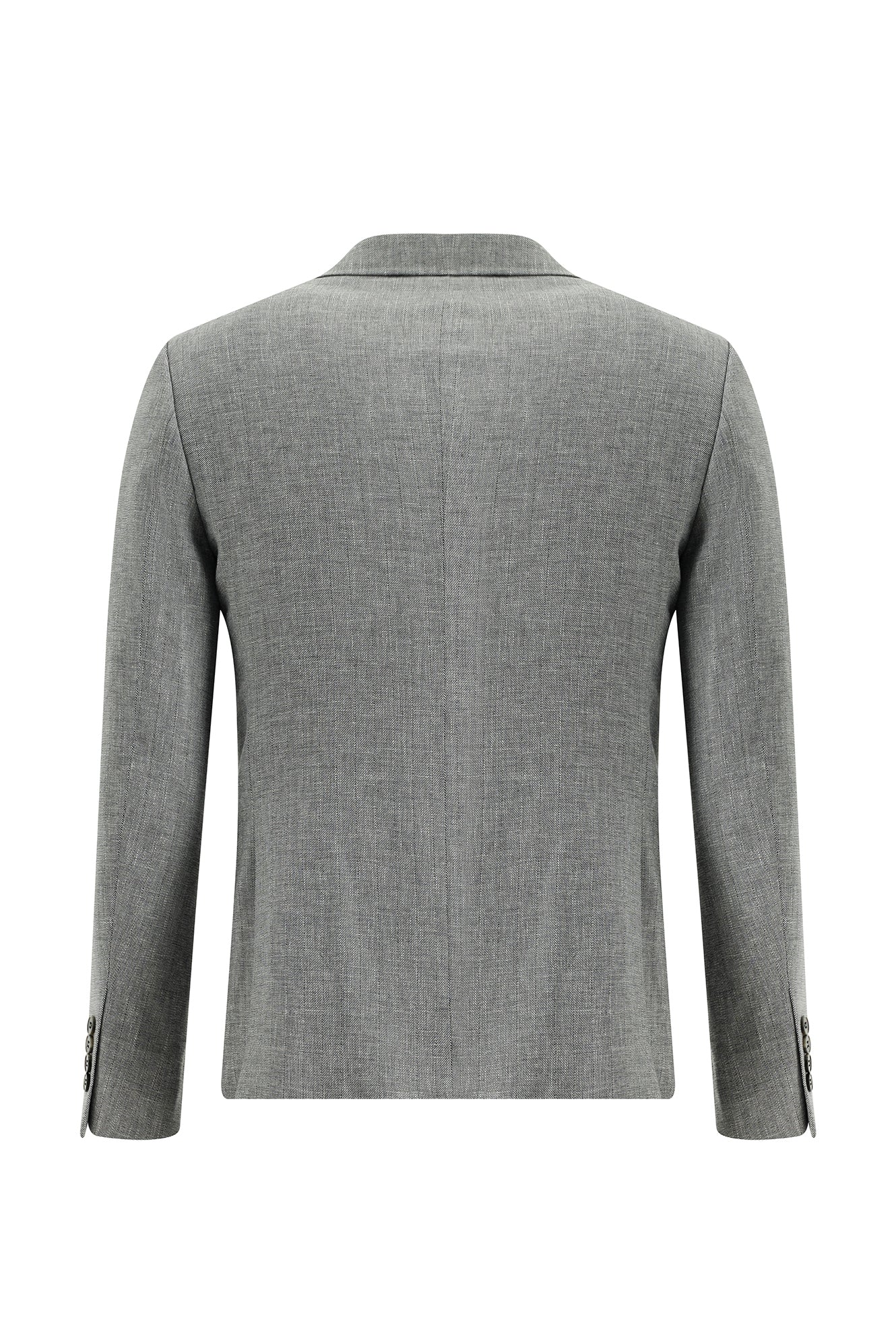 Koyu Füme 7 Drop Super Slim Fit Eksra Dar Kesim Kruvaze Çizgili Keten Takım Elbise - Image 3