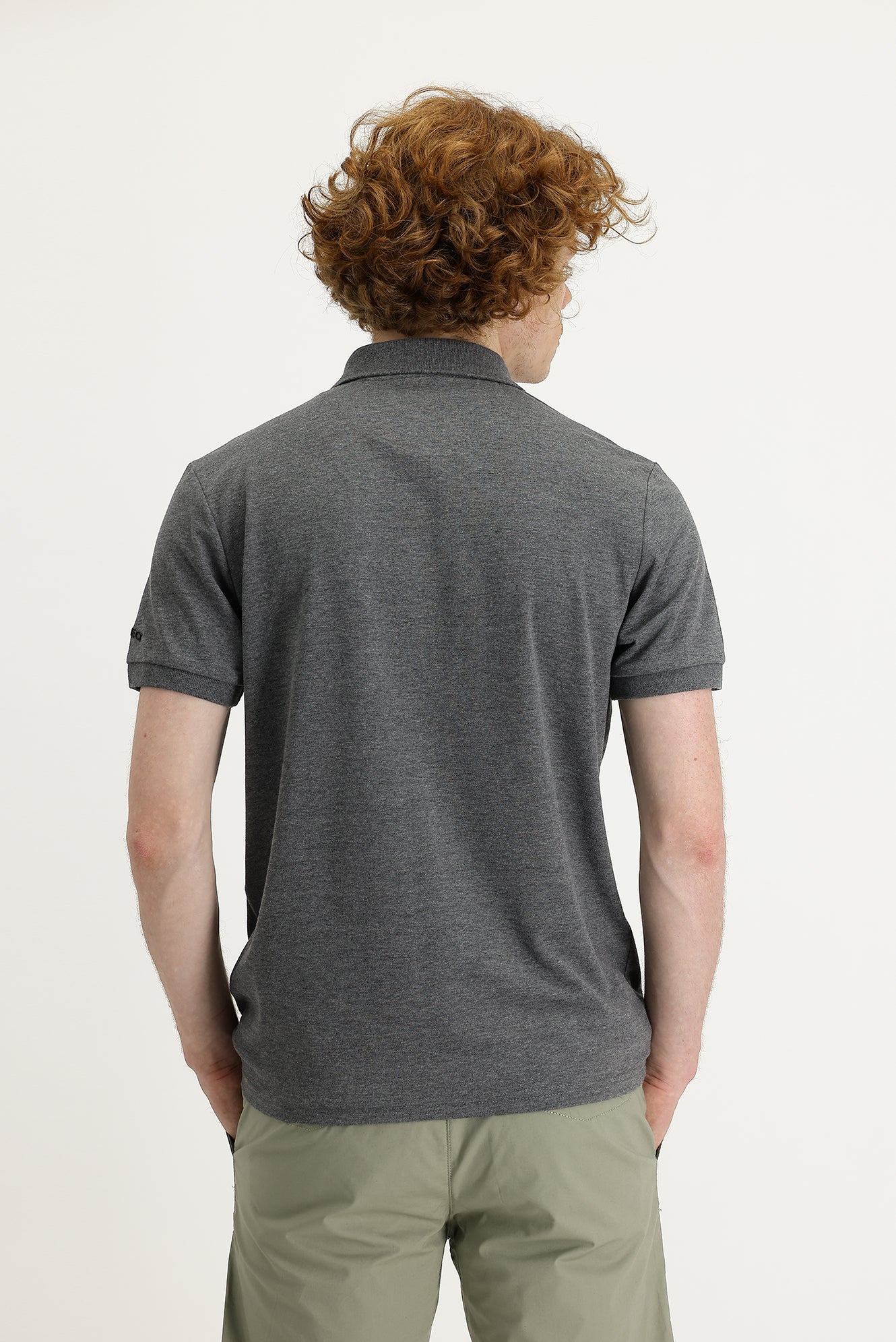 Koyu Füme Melanj Polo Yaka Slim Fit Dar Kesim Tişört - Image 4