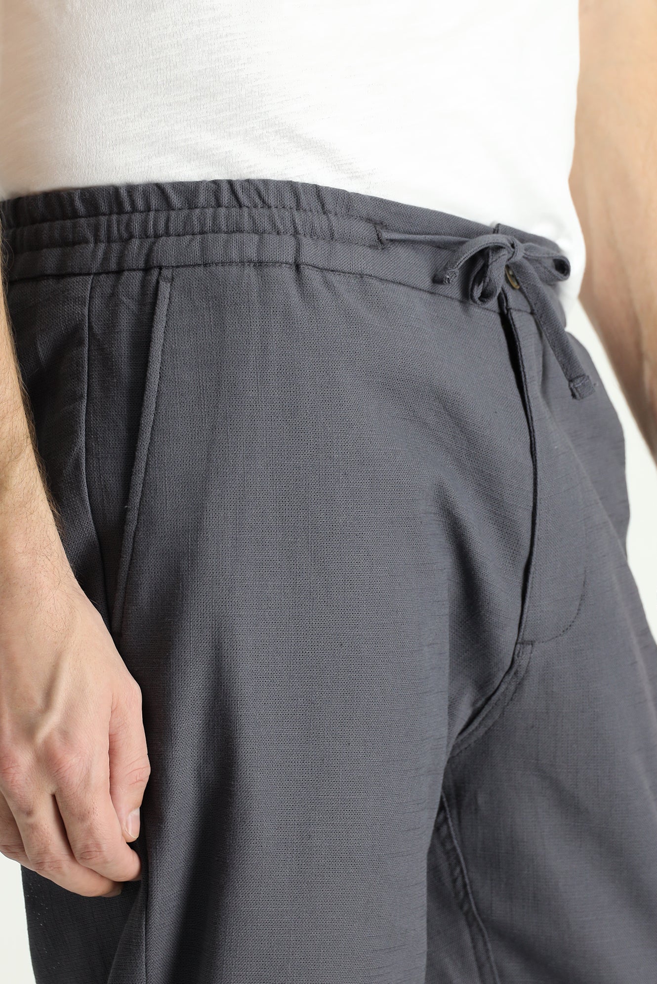 Koyu Füme Regular Fit Standart Kesim Beli Lastikli İpli Pamuk Jogger Pantolon - Image 3