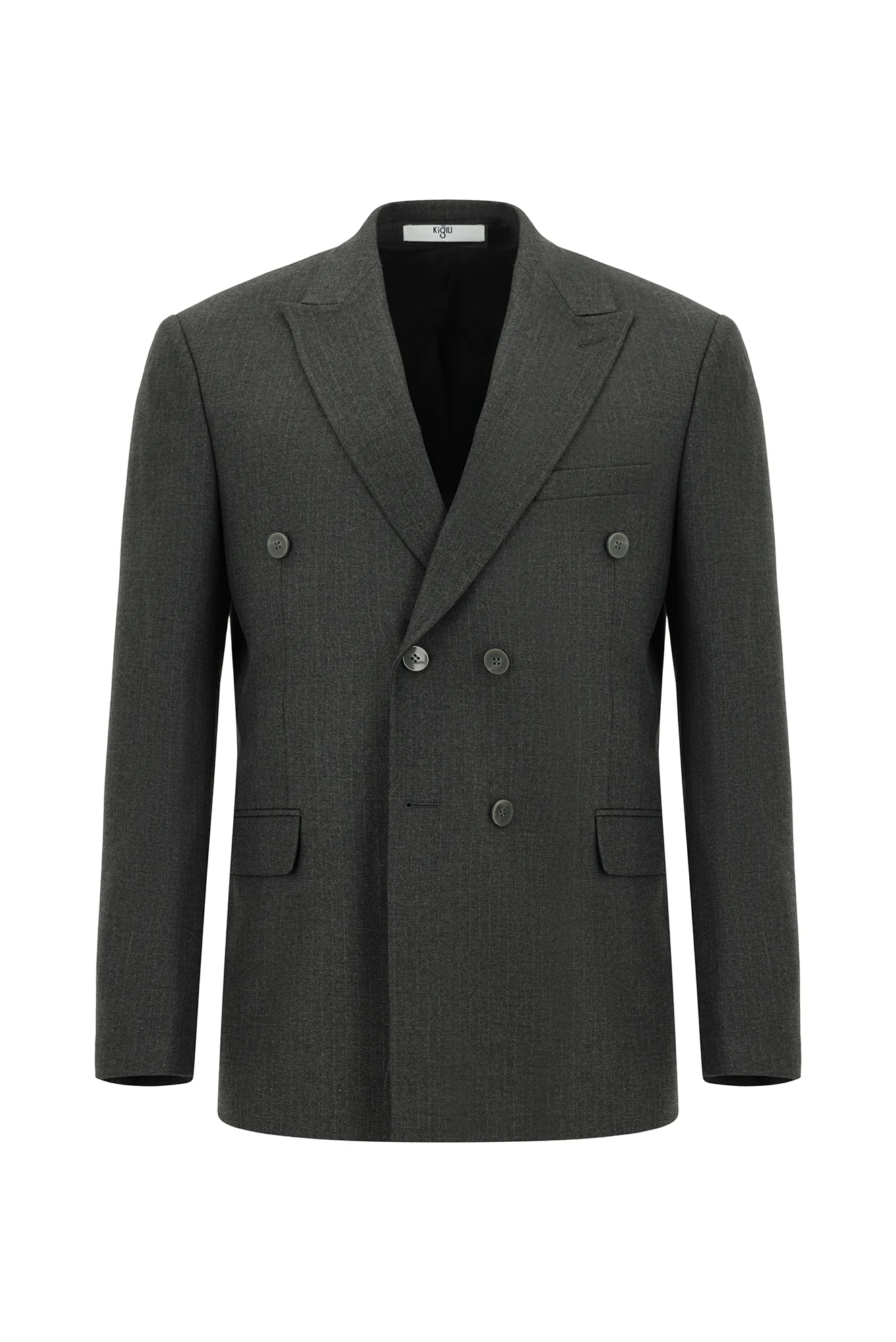 Koyu Füme 6 Drop Regular Fit Standart Kesim Çizgili Kruvaze Takım Elbise - Image 2