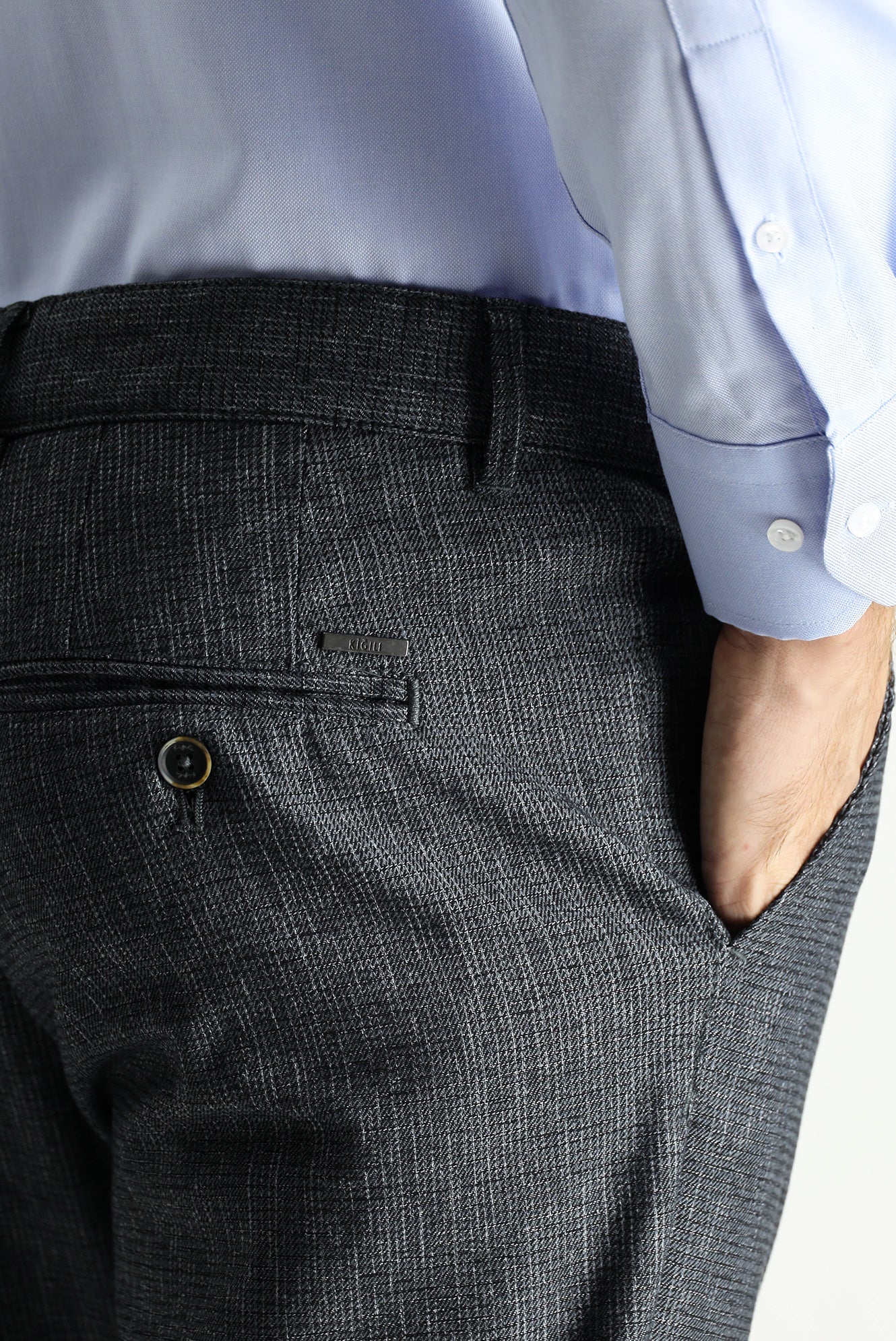 Koyu Füme Regular Fit Standart Kesim Desenli Likralı Kanvas / Chino Pantolon - Image 5