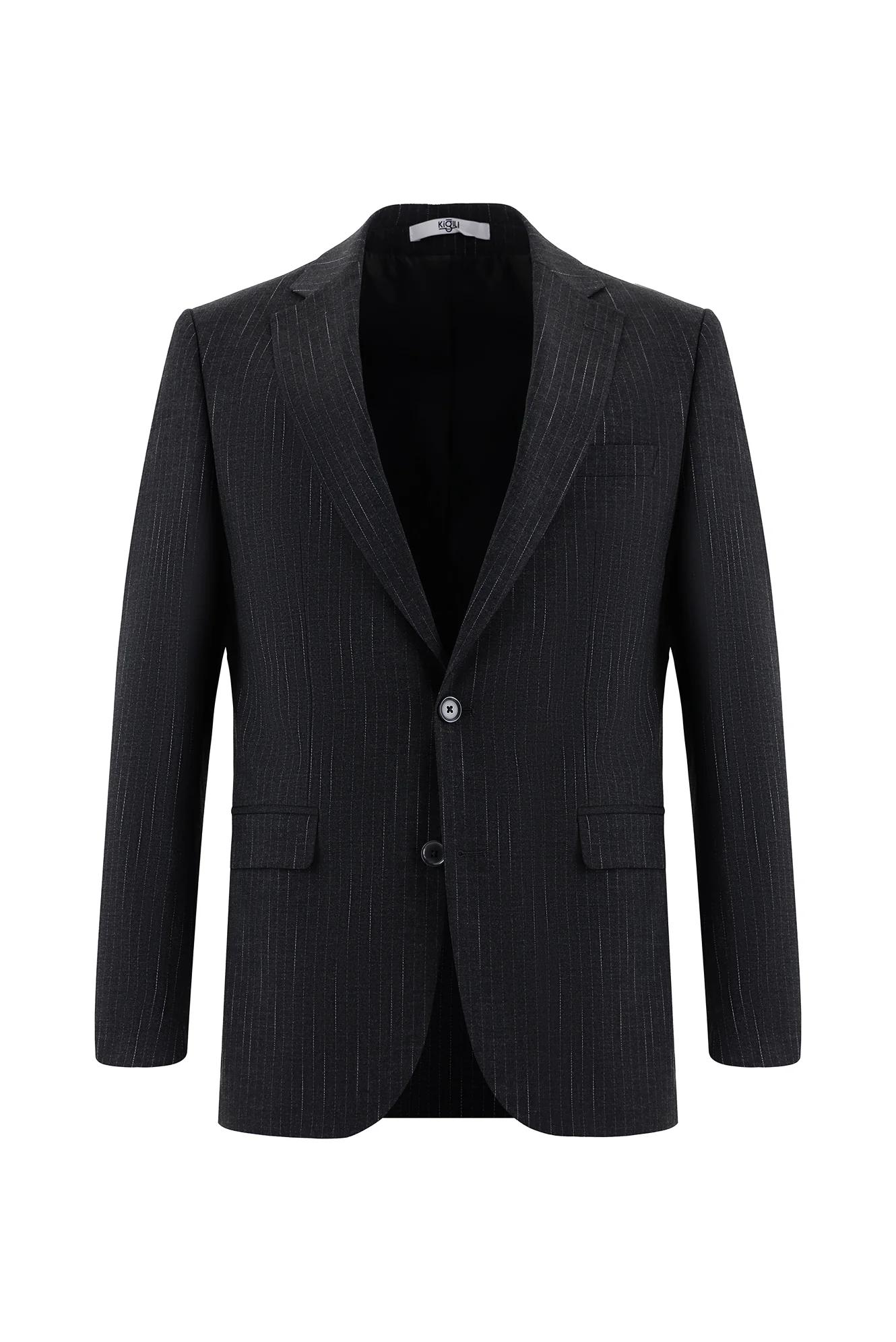 Koyu Füme 6 Drop Regular Fit Standart Kesim Çizgili Takım Elbise - Image 2