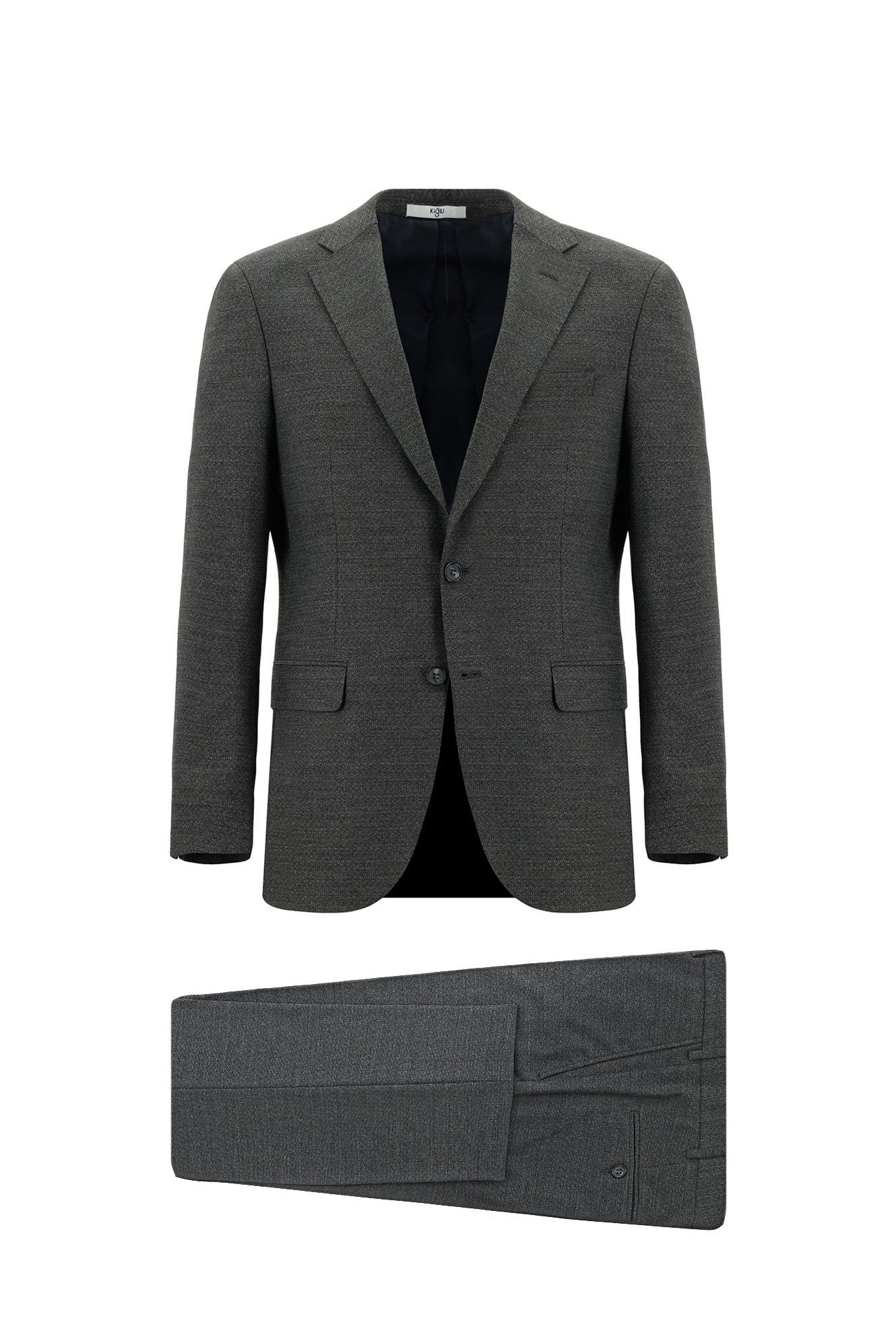 Koyu Füme 6 Drop Regular Fit Standart Kesim Desenli Takım Elbise