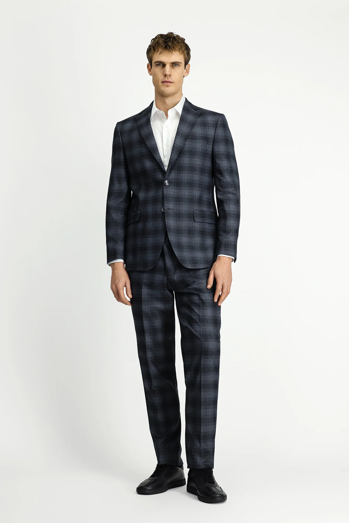 Koyu Füme 6 Drop Regular Fit Standart Kesim Ekose Takım Elbise - Image 2