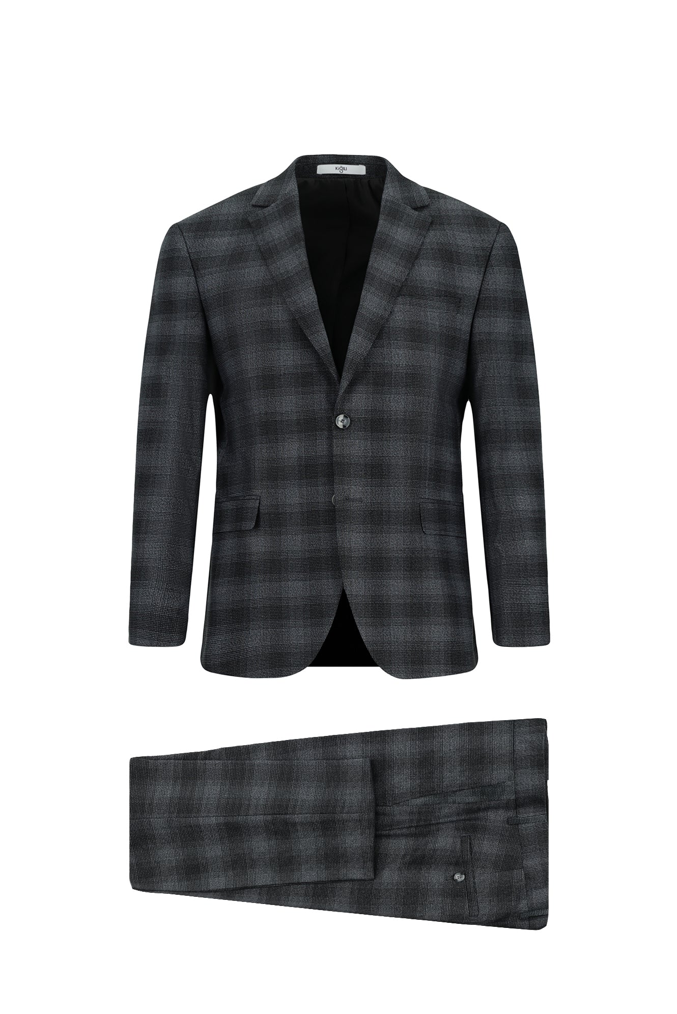 Koyu Füme 6 Drop Regular Fit Standart Kesim Ekose Takım Elbise - Image 7