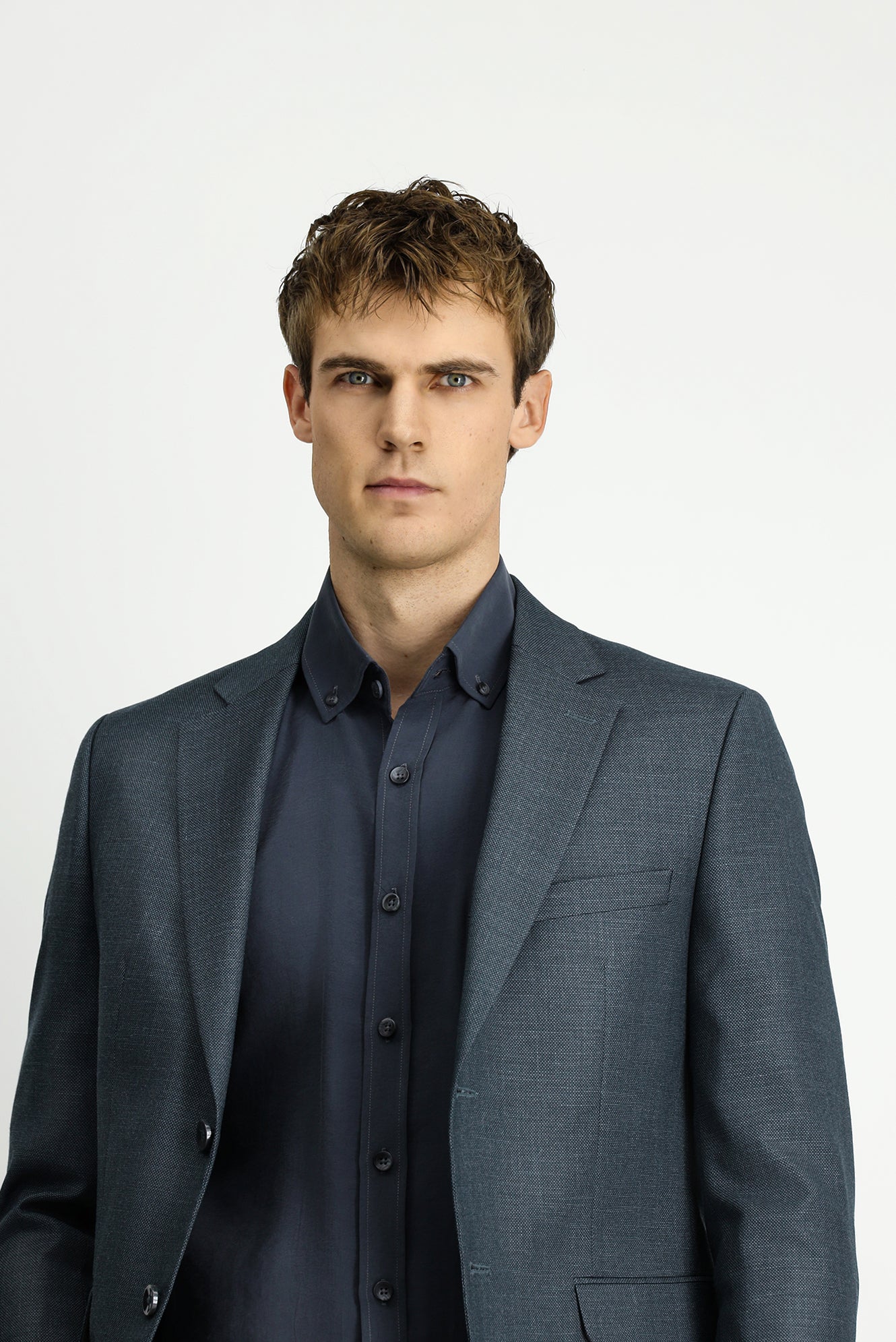 Koyu Füme 4 Drop Relaxed Fit Rahat Kesim Desenli Beli Lastikli Takım Elbise - Image 5