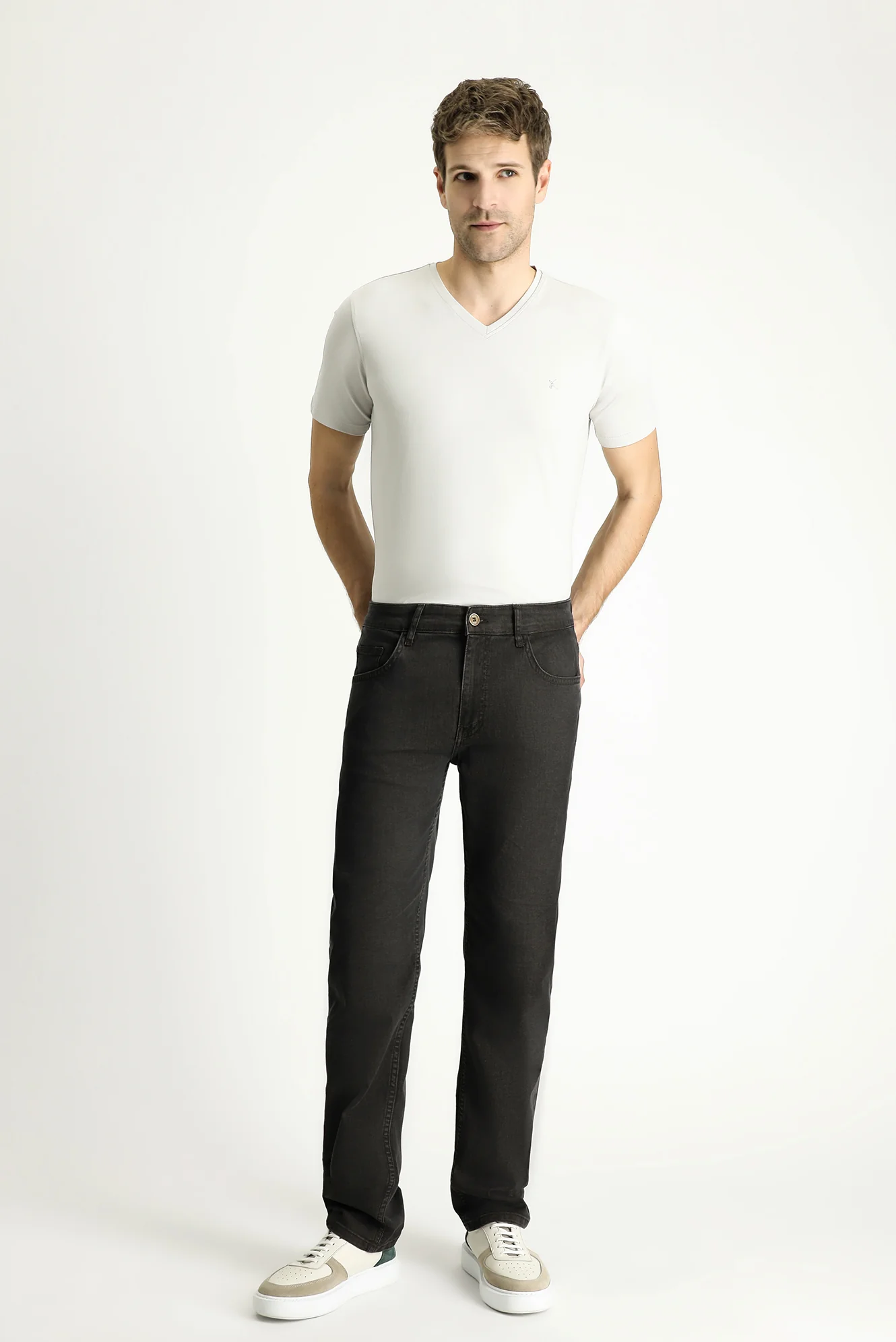 Koyu Füme Regular Fit Standart Kesim Likralı Denim Look Pantolon - Image 2