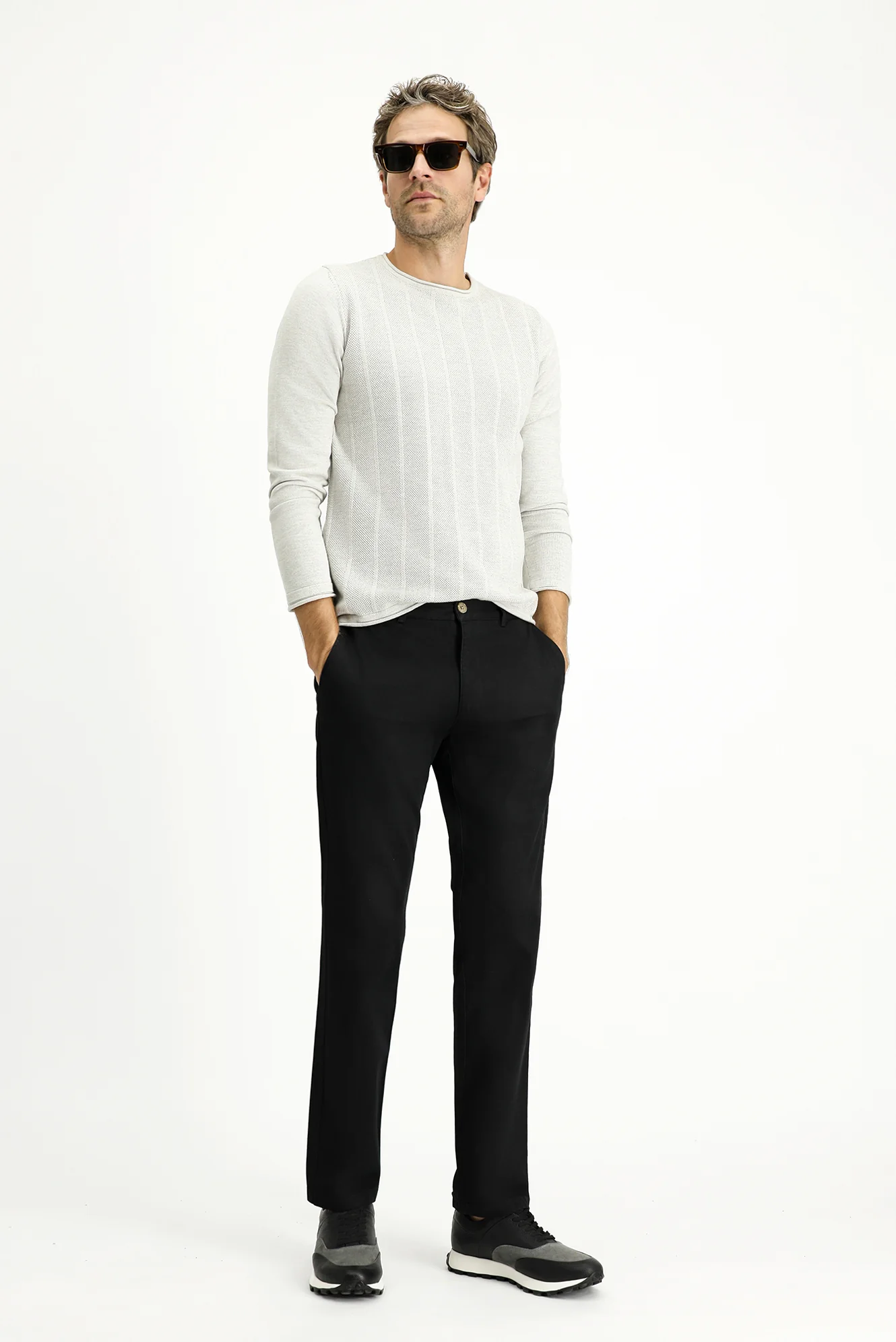 Koyu Füme Regular Fit Standart Kesim Likralı Kanvas / Chino Pantolon - Image 3