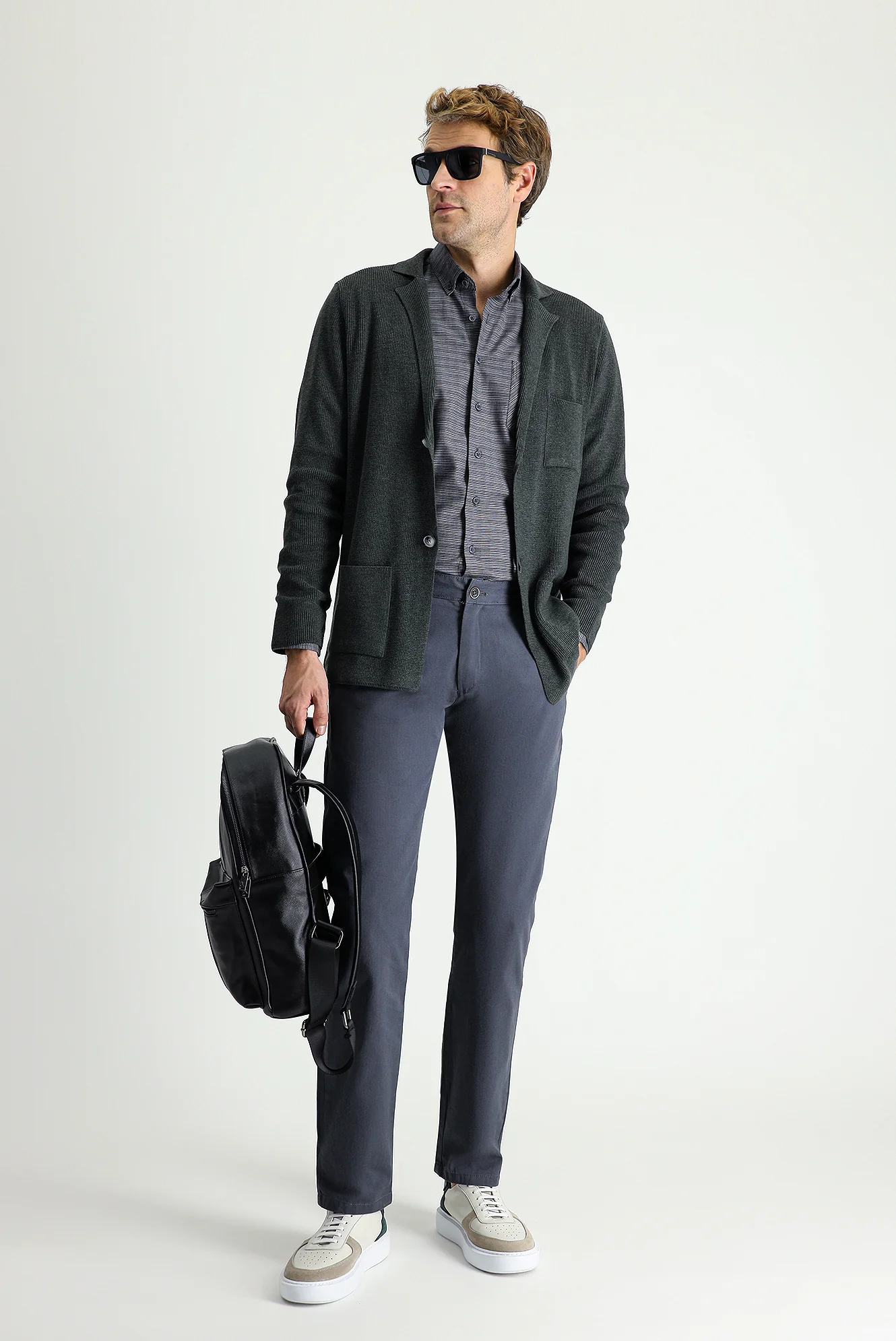 Koyu Füme Regular Fit Standart Kesim Pamuk Kanvas / Chino Pantolon - Image 2
