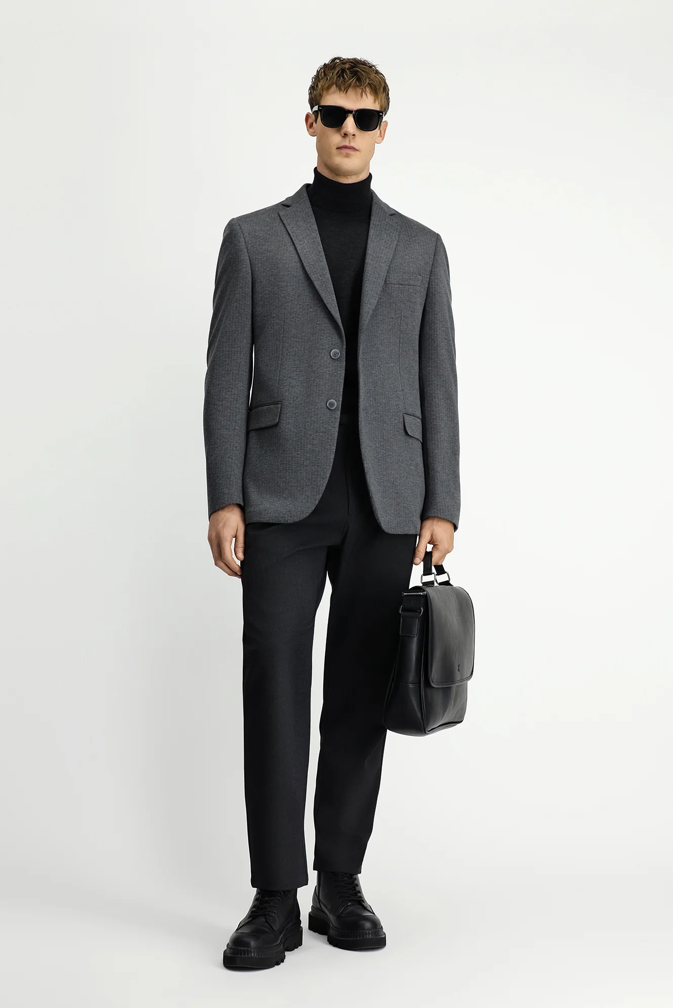 Koyu Füme 7 Drop Super Slim Fit Eksra Dar Kesim Örme Klasik Çizgili Ceket - Image 2