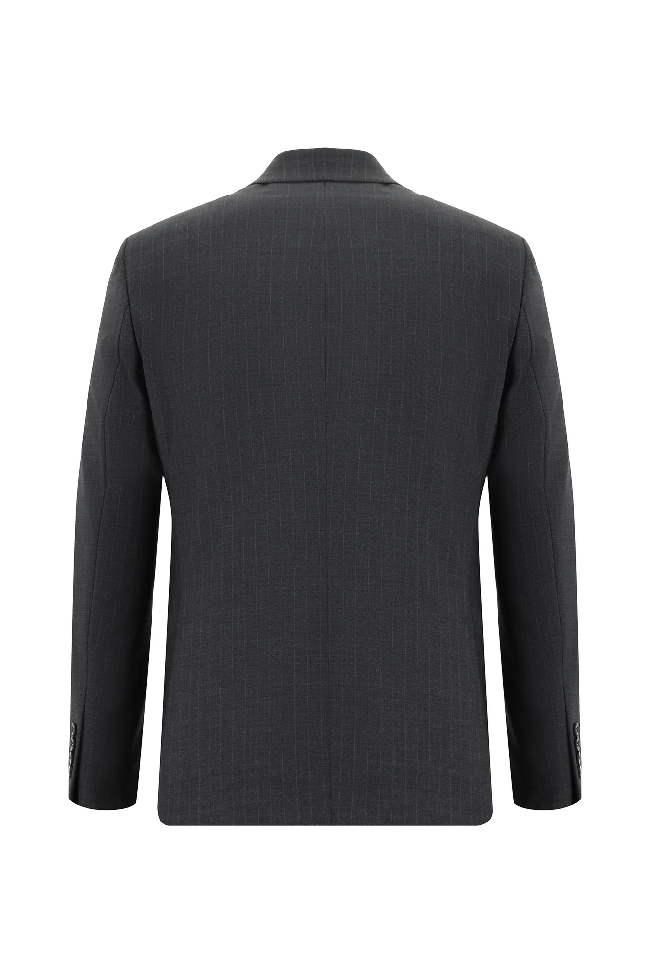 Koyu Füme 6 Drop Regular Fit Standart Kesim Yünlü Çizgili Takım Elbise - Image 3
