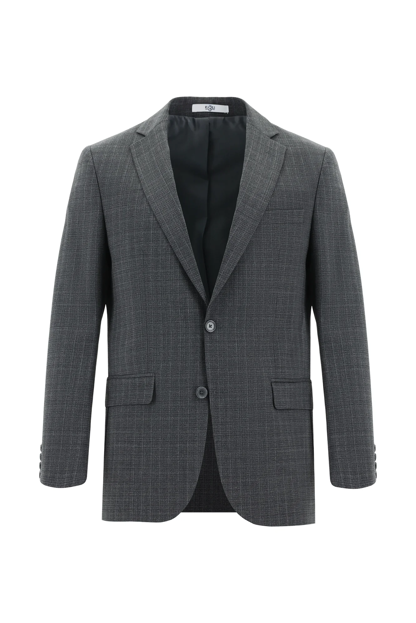 Koyu Füme 6 Drop Regular Fit Standart Kesim Yünlü Ekose Takım Elbise - Image 2