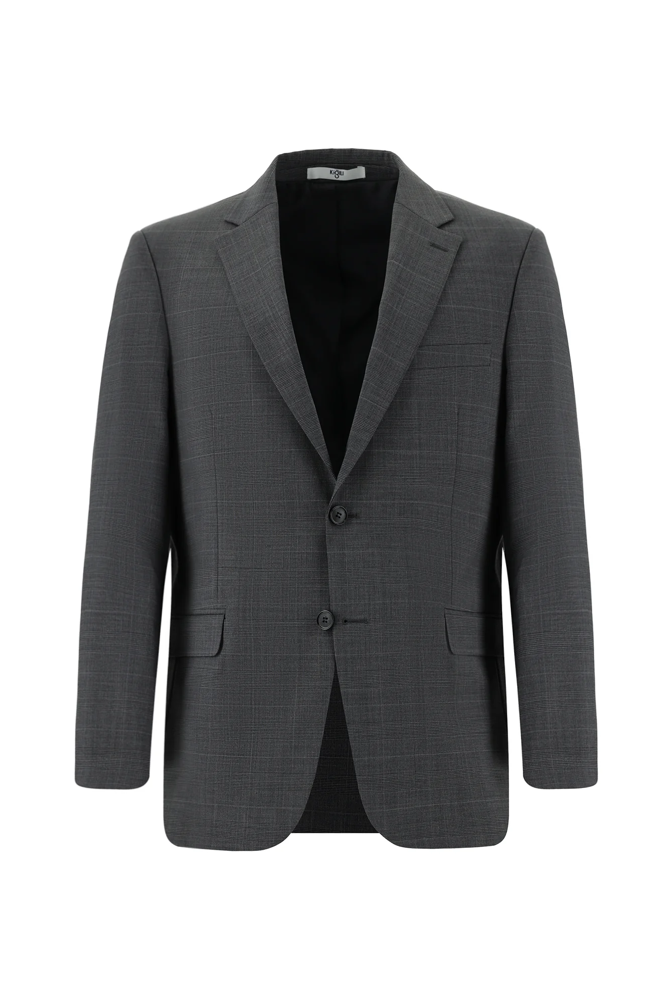 Koyu Füme 6 Drop Regular Fit Standart Kesim Yünlü Ekose Takım Elbise - Image 2