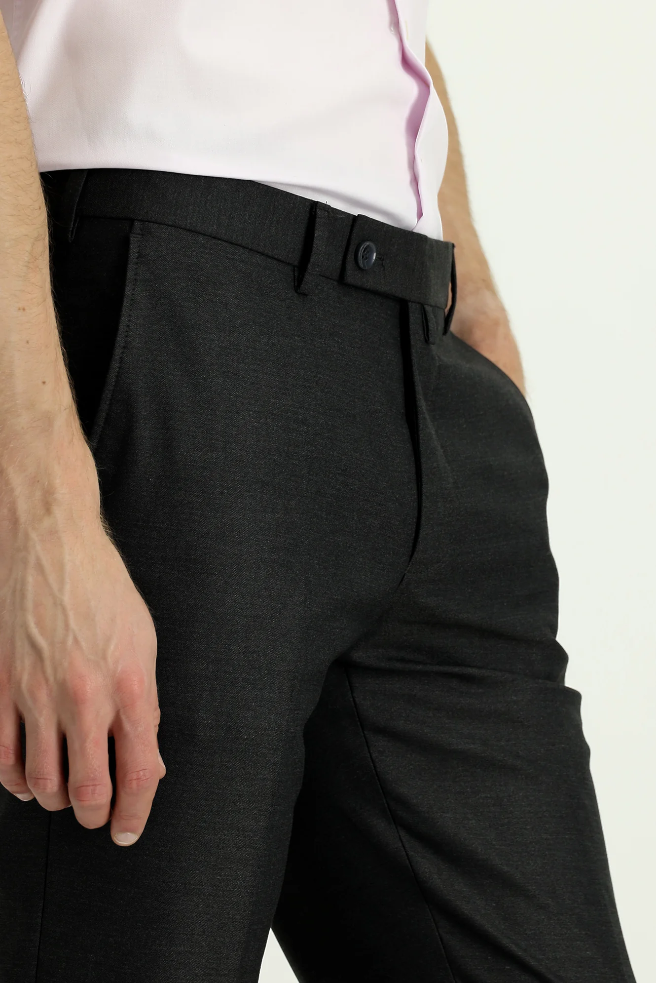 Koyu Füme 6 Drop Regular Fit Standart Kesim Yünlü Klasik Kumaş Pantolon - Image 5