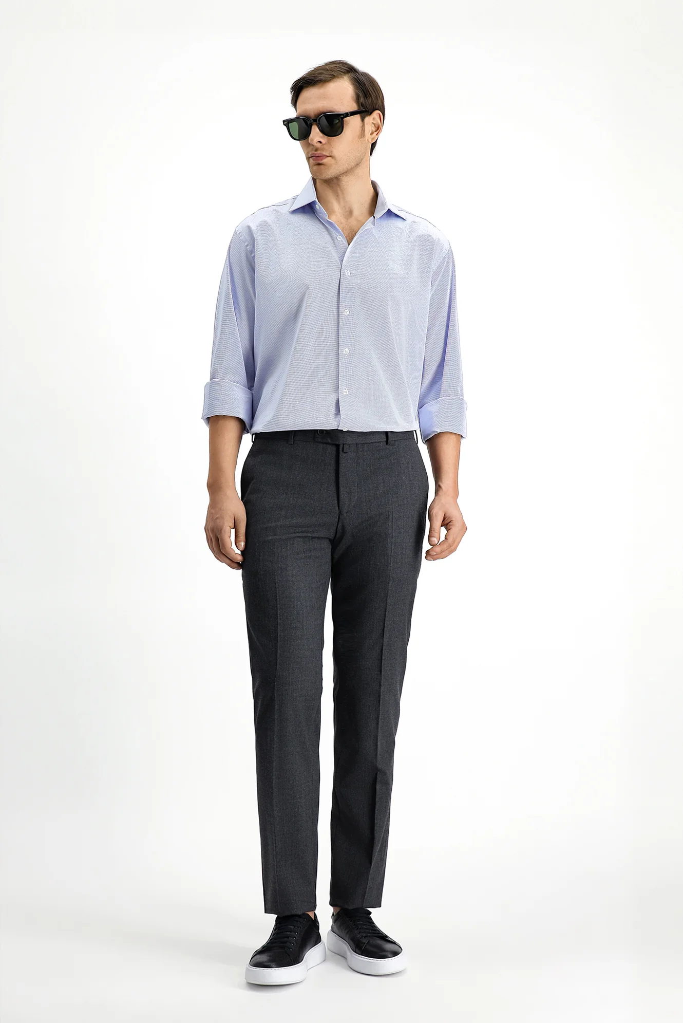 Koyu Füme 6 Drop Regular Fit Standart Kesim Yünlü Klasik Kumaş Pantolon - Image 2