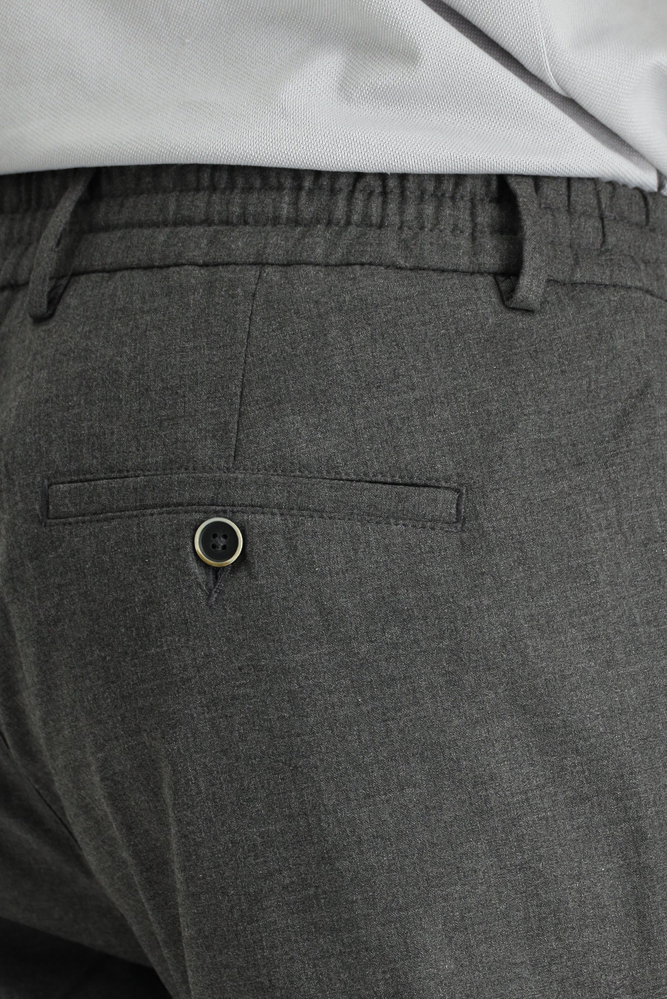 Koyu Füme Relaxed Fit Rahat Kesim Beli Lastikli İpli Likralı Pantolon - Image 5