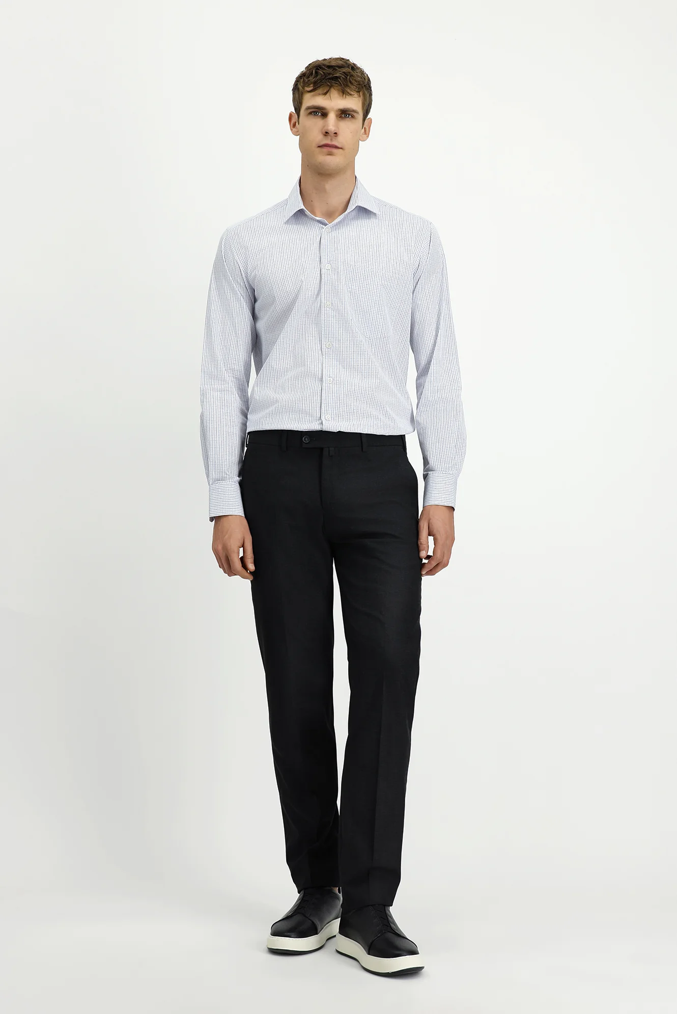 Koyu Füme 4 Drop Relaxed Fit Rahat Kesim Yünlü Klasik Kumaş Pantolon