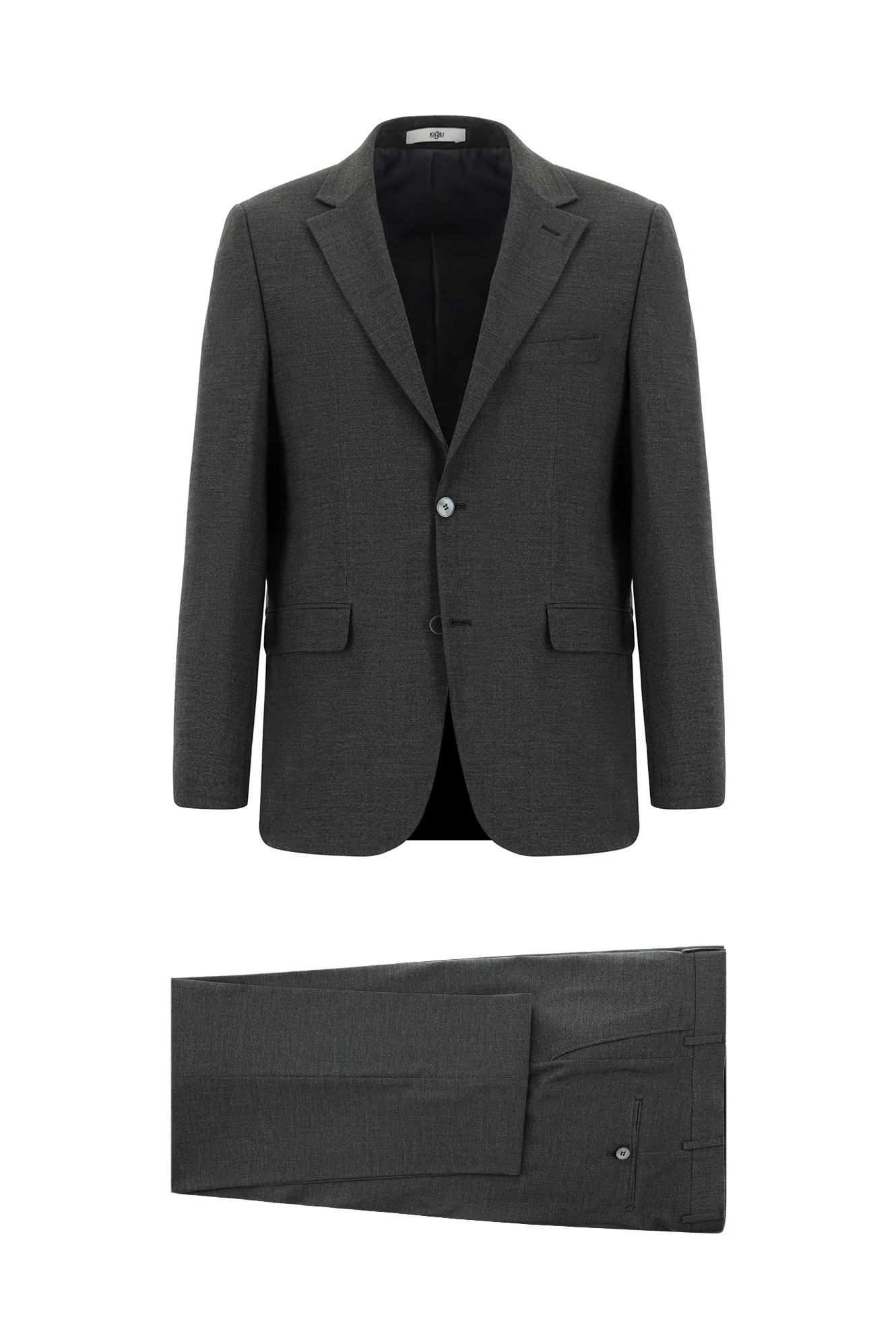 Koyu Füme 4 Drop Relaxed Fit Rahat Kesim Yünlü Takım Elbise
