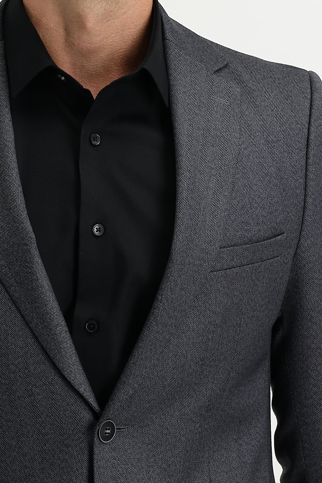 Koyu Füme 7 Drop Slim Fit Dar Kesim Balık Sırtı Ceket - Image 3