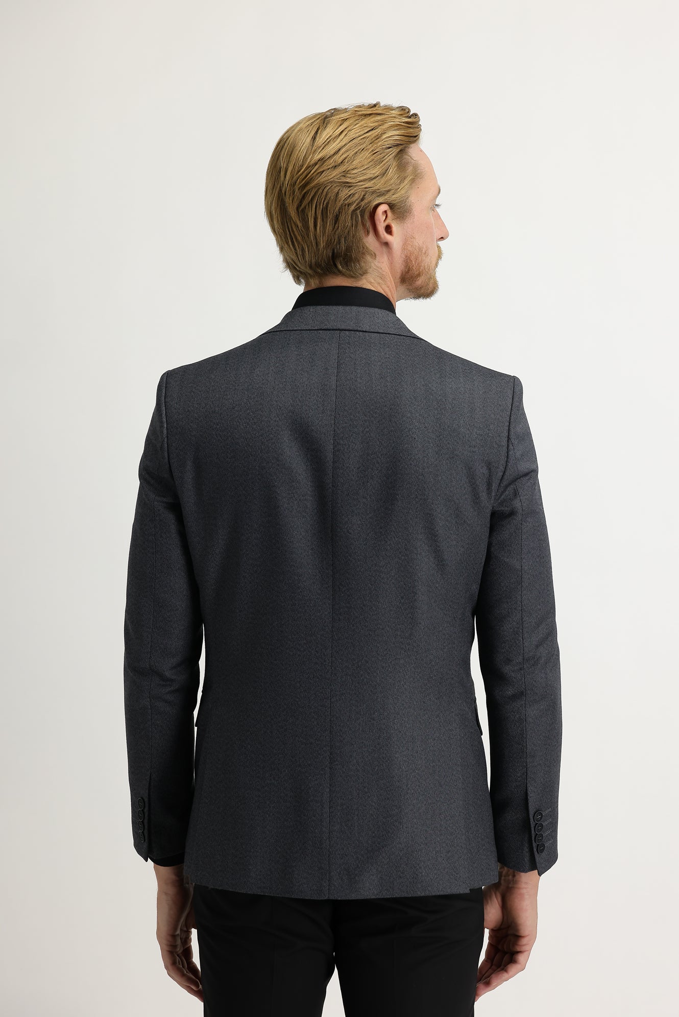 Koyu Füme 7 Drop Slim Fit Dar Kesim Balık Sırtı Ceket - Image 4