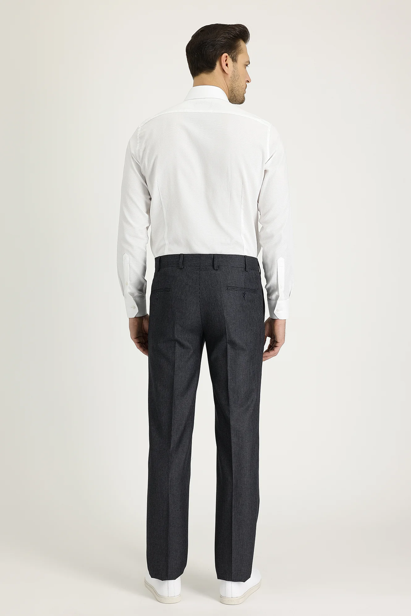 Koyu Füme 7 Drop Slim Fit Dar Kesim Desenli Klasik Kumaş Pantolon - Image 3