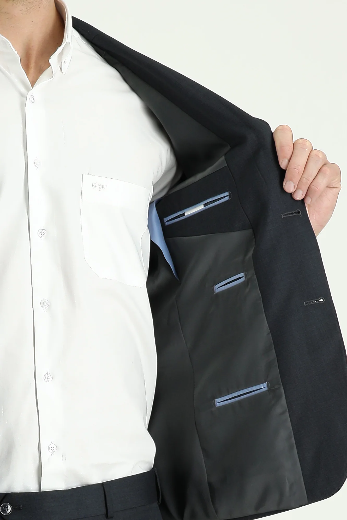 Koyu Füme 7 Drop Slim Fit Dar Kesim Desenli Takım Elbise - Image 5