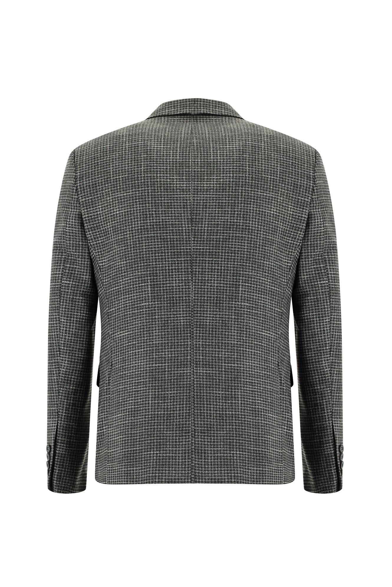 Koyu Füme 7 Drop Slim Fit Dar Kesim Ekose Yelekli Kombinli Takım Elbise - Image 3