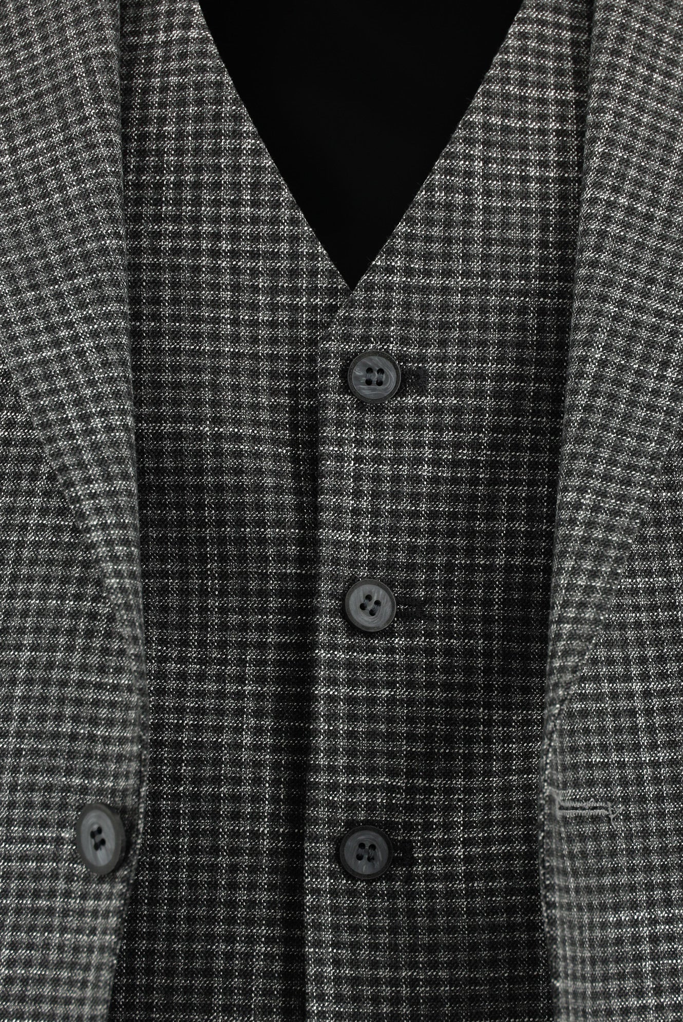 Koyu Füme 7 Drop Slim Fit Dar Kesim Ekose Yelekli Kombinli Takım Elbise - Image 6
