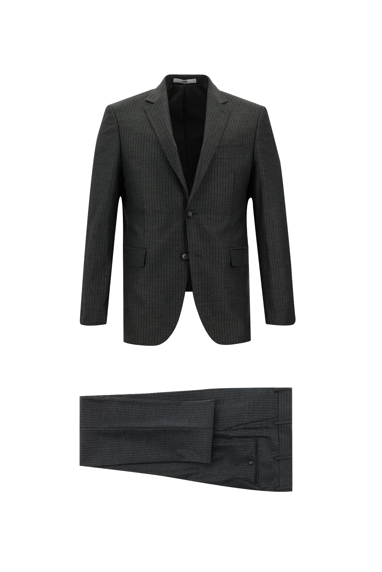 Koyu Füme 7 Drop Slim Fit Dar Kesim Çizgili Takım Elbise