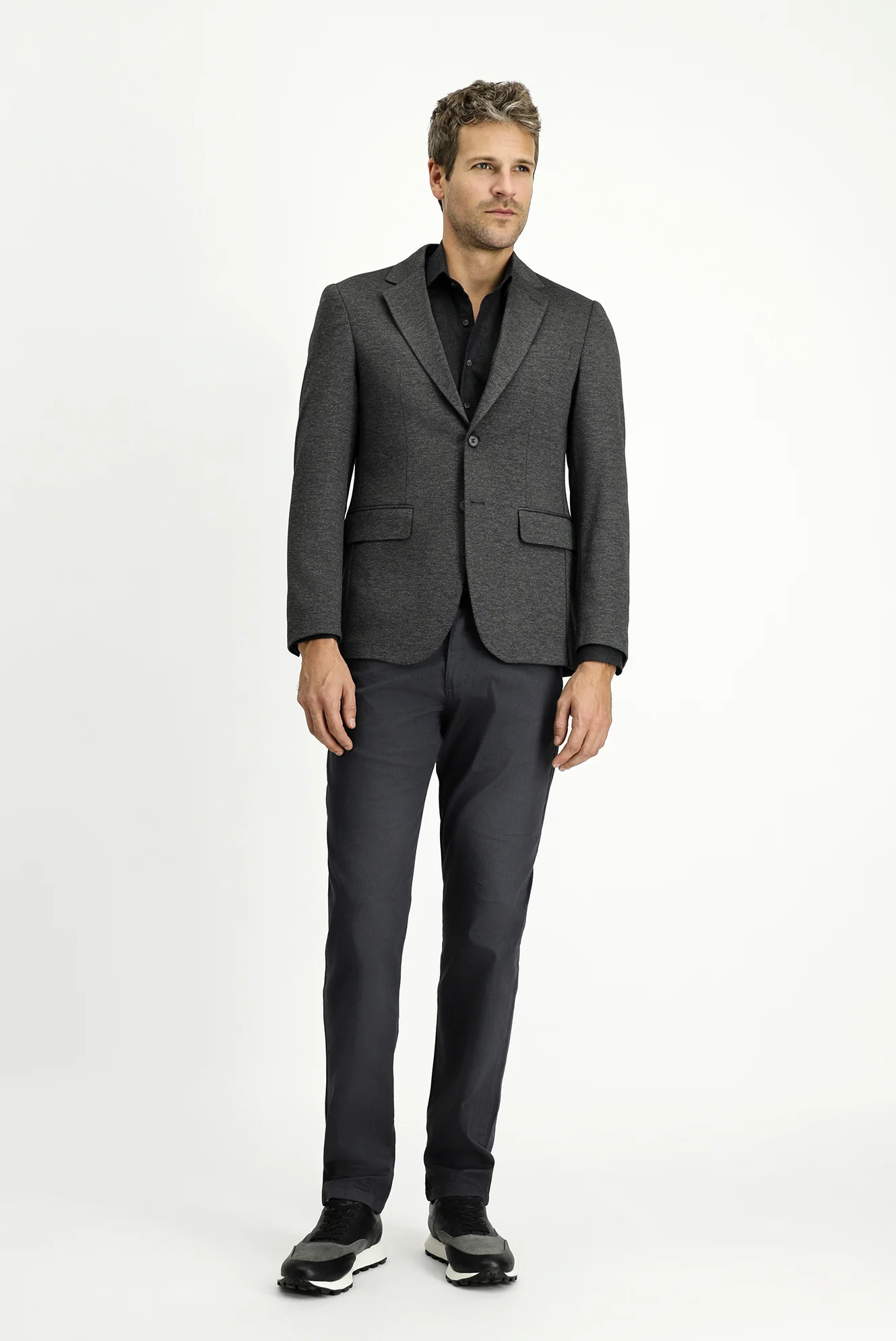 Koyu Füme 7 Drop Slim Fit Dar Kesim Klasik Desenli Örme Ceket