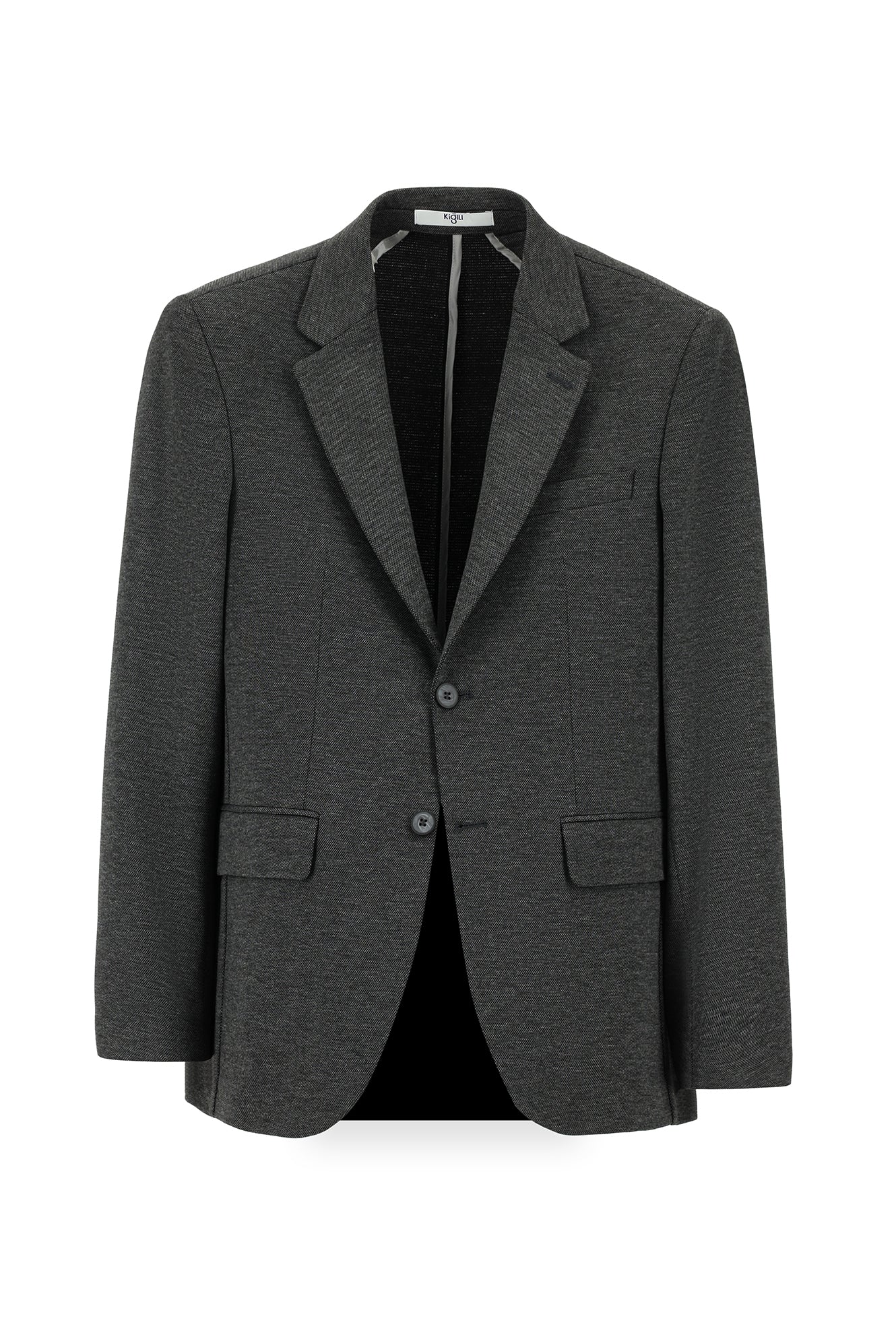 Koyu Füme 7 Drop Slim Fit Dar Kesim Klasik Desenli Örme Ceket - Image 5