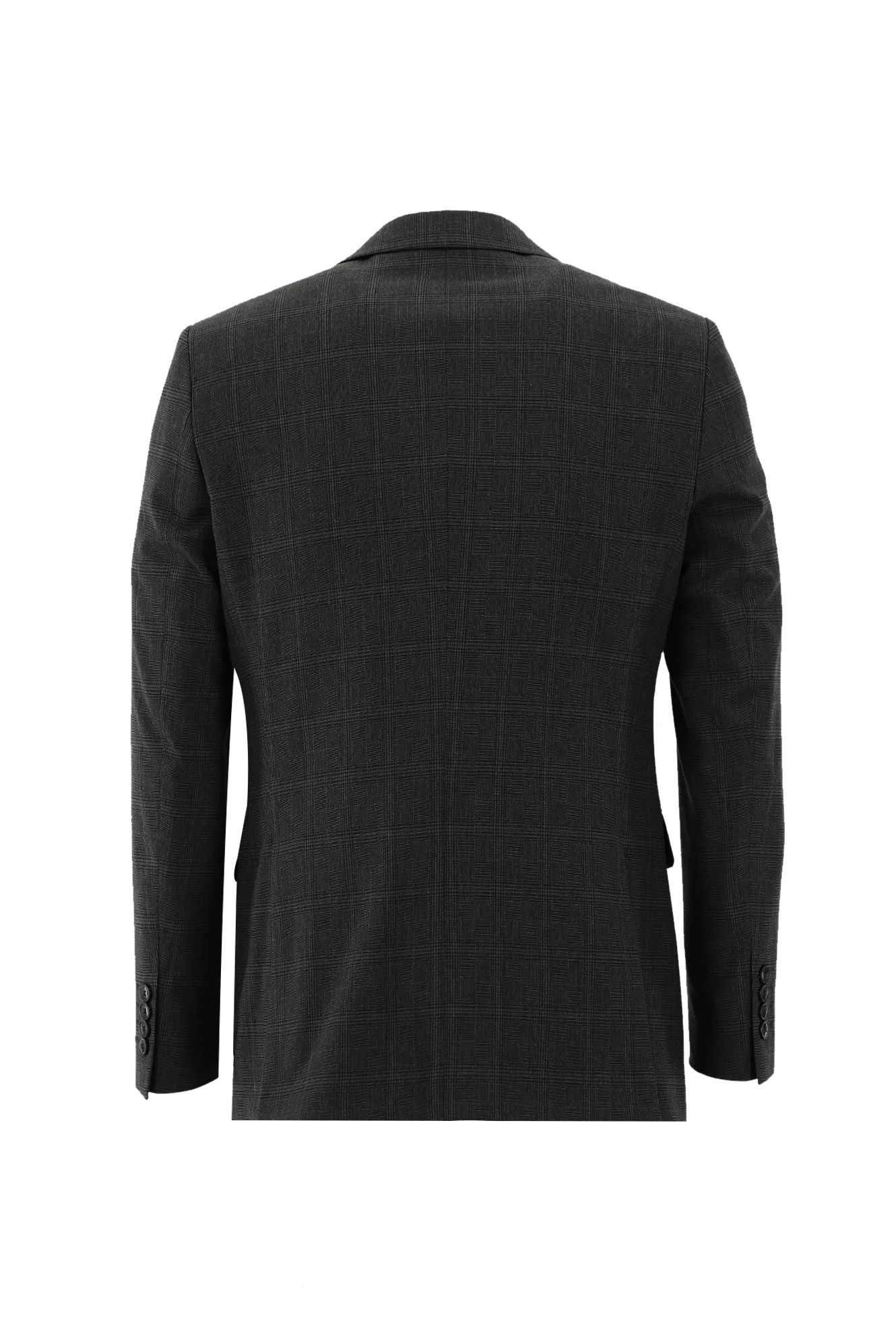 Koyu Füme 7 Drop Slim Fit Dar Kesim Ekose Takım Elbise - Image 3