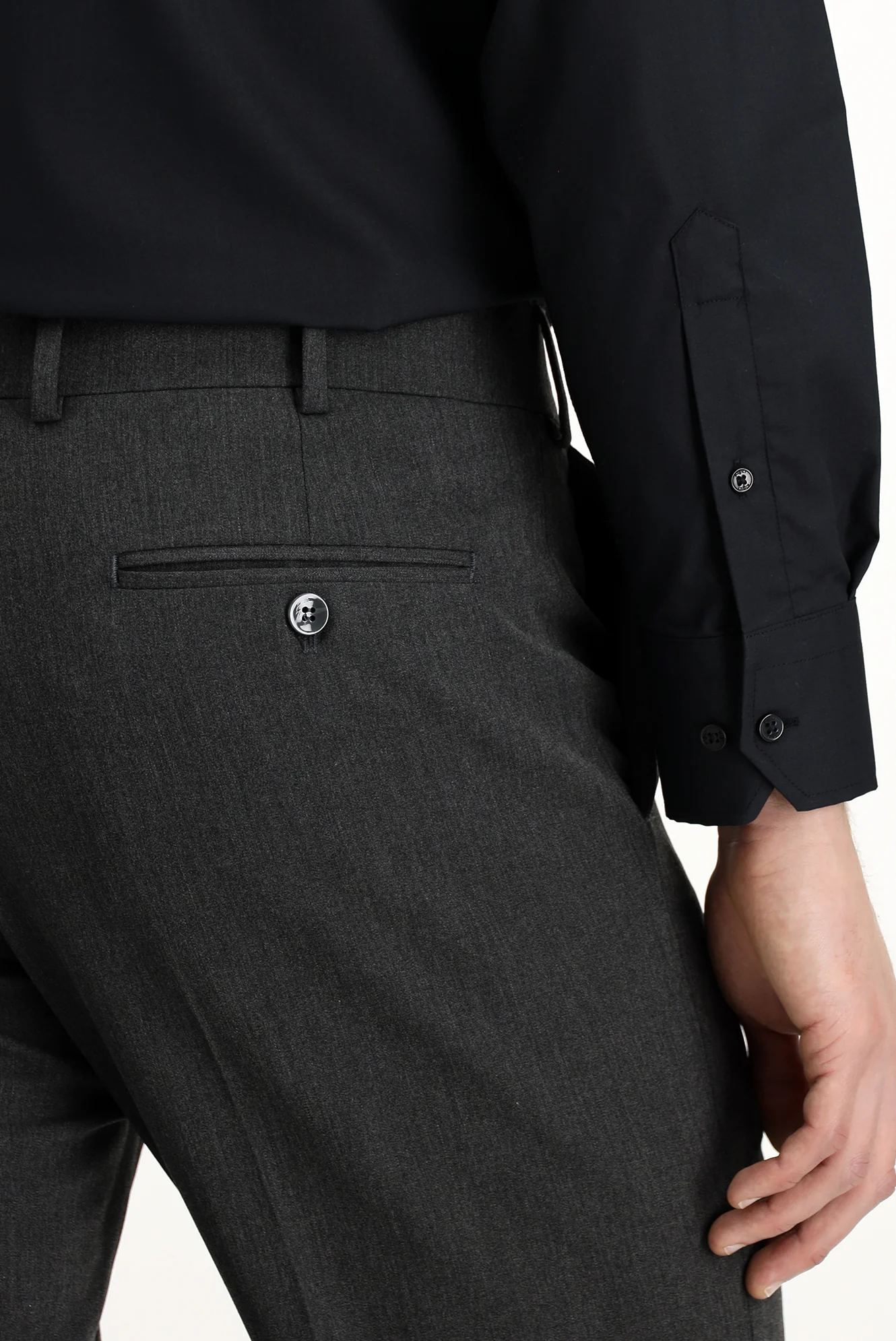 Koyu Füme 7 Drop Slim Fit Dar Kesim Likralı Klasik Kumaş Pantolon - Image 6