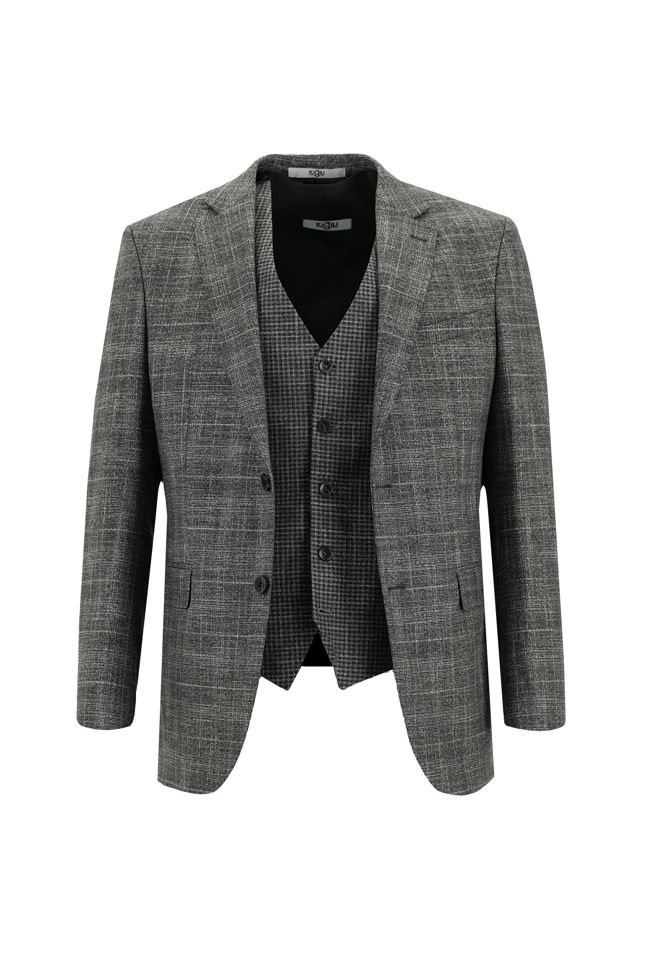 Koyu Füme 7 Drop Slim Fit Dar Kesim Kombinli Yelekli Takım Elbise - Image 2
