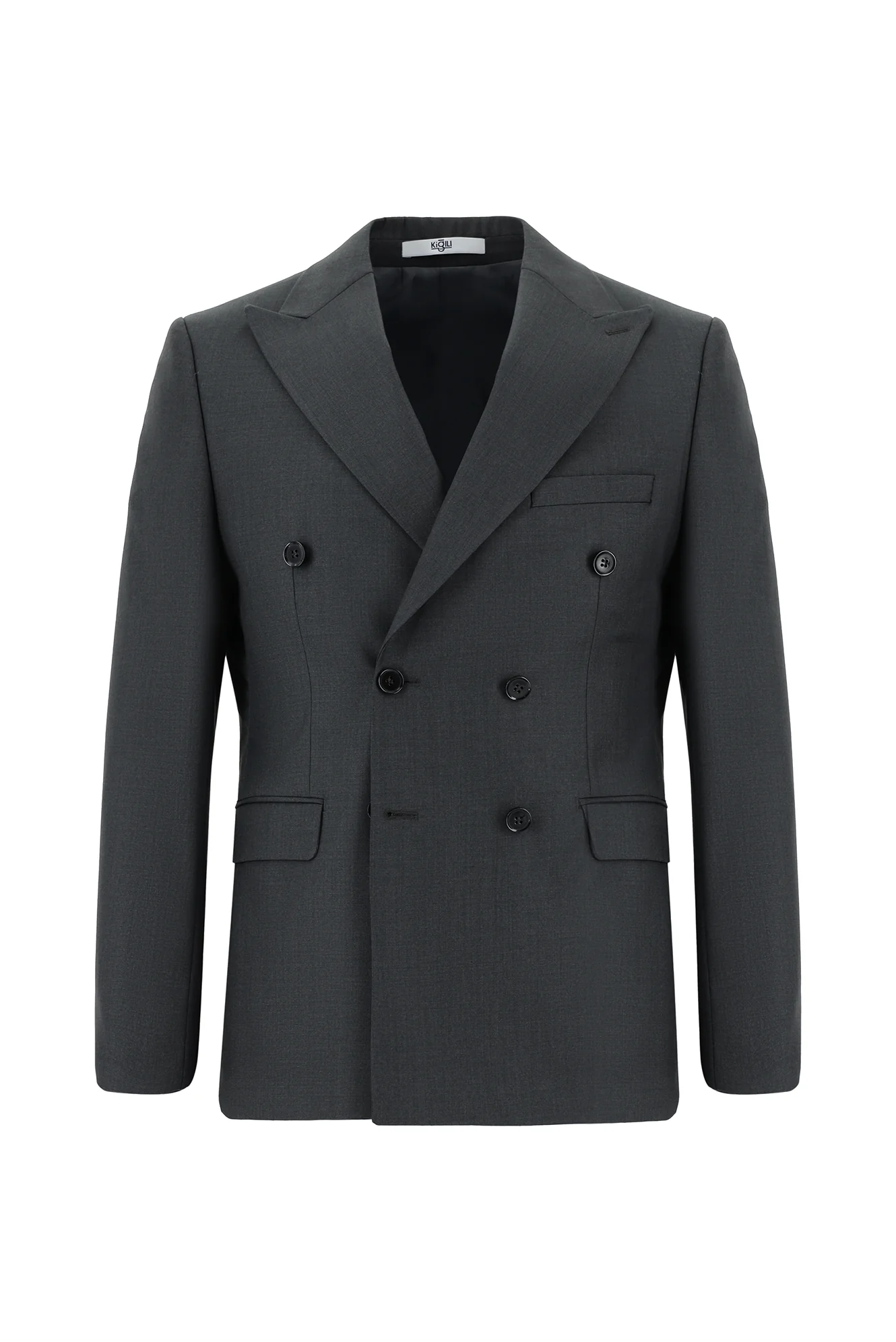 Koyu Füme 7 Drop Slim Fit Dar Kesim Kruvaze Takım Elbise - Image 2