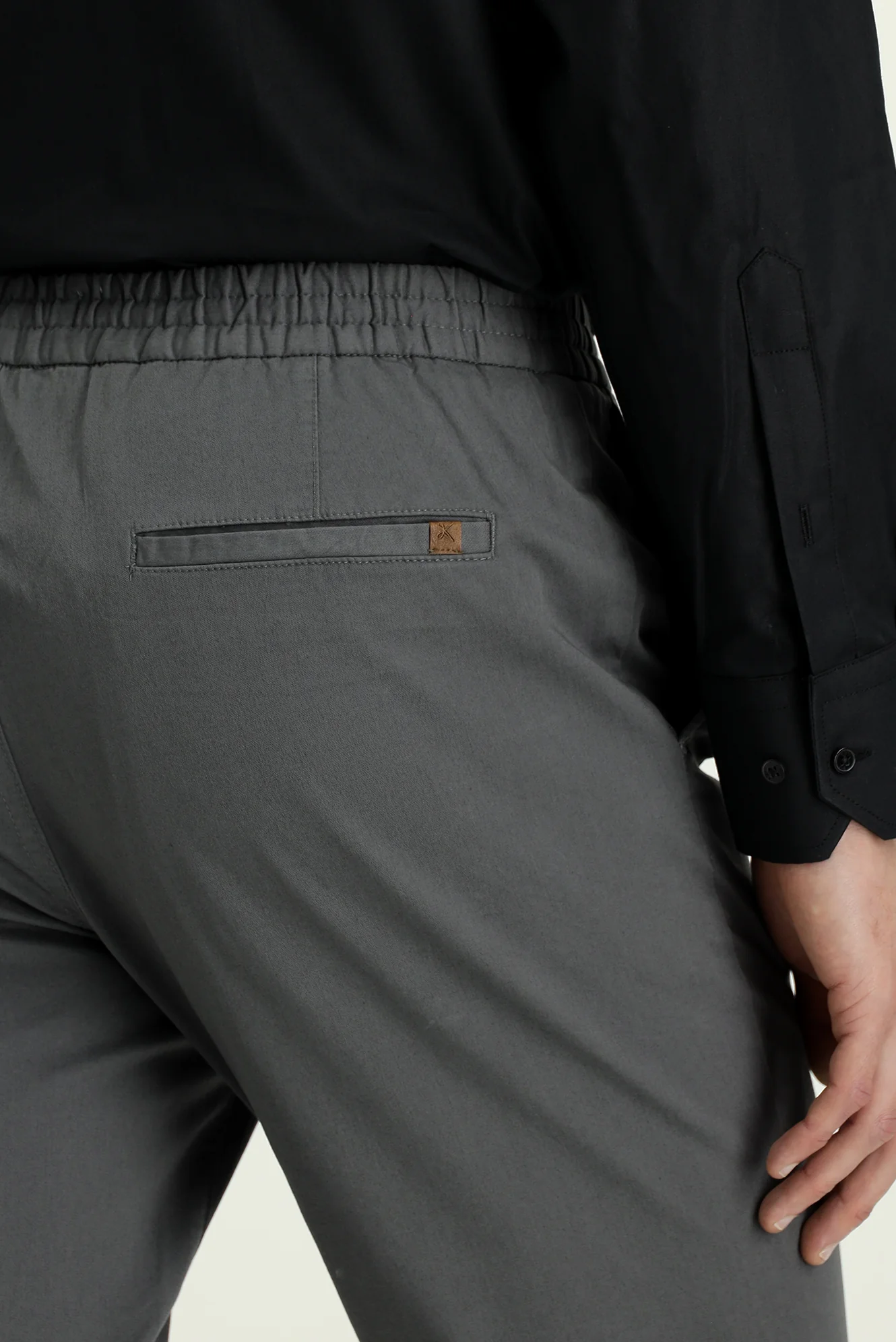 Koyu Füme Slim Fit Dar Kesim Likralı Beli Lastikli İpli Jogger Pantolon - Image 6