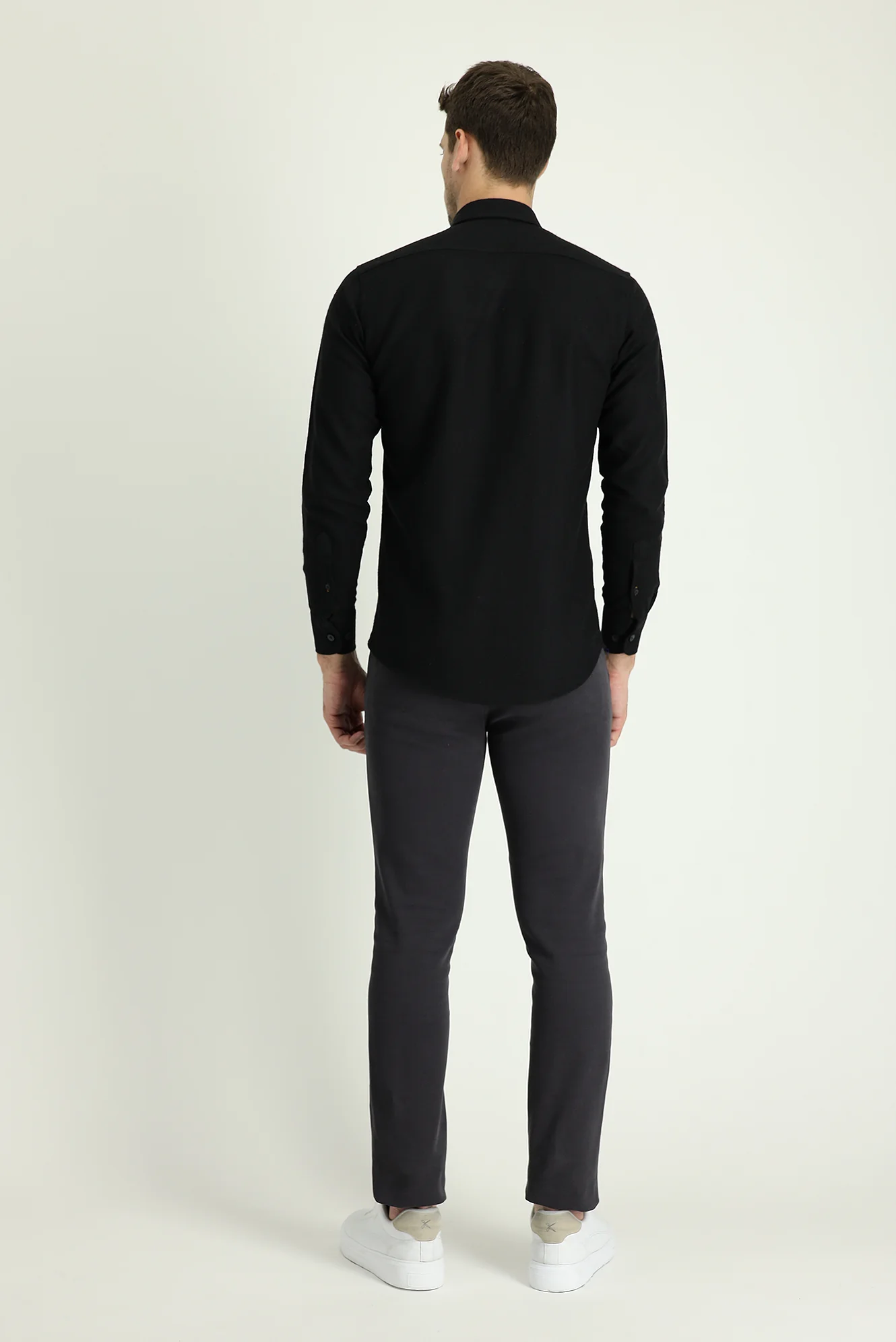 Koyu Füme Slim Fit Dar Kesim Likralı Kanvas / Chino Pantolon - Image 4