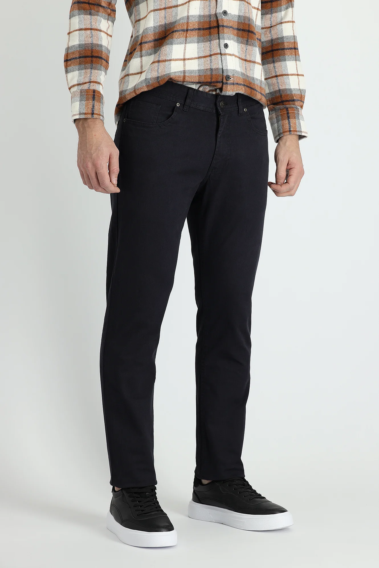Koyu Füme Slim Fit Dar Kesim Likralı Kanvas / Chino Pantolon - Image 2