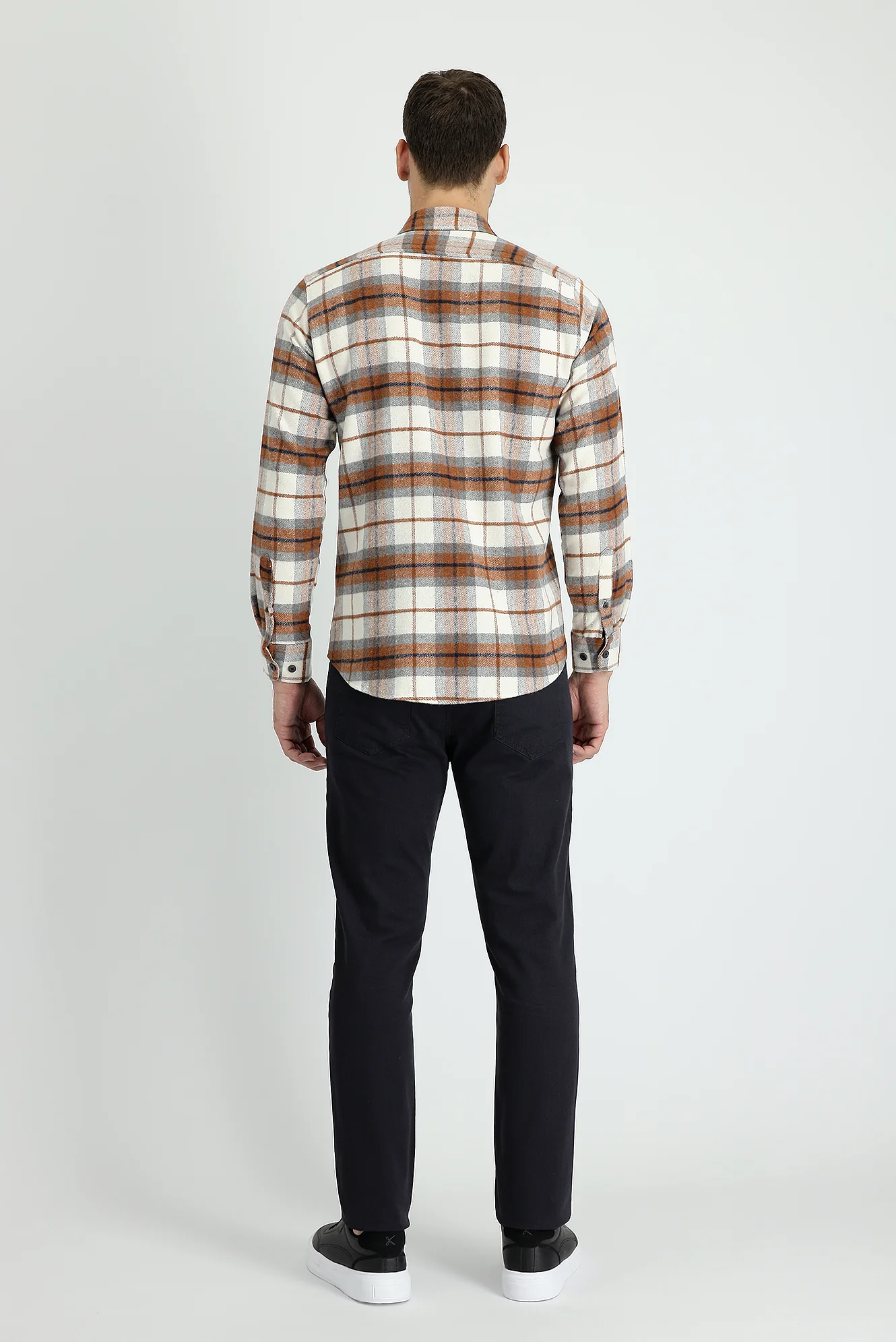 Koyu Füme Slim Fit Dar Kesim Likralı Kanvas / Chino Pantolon - Image 3