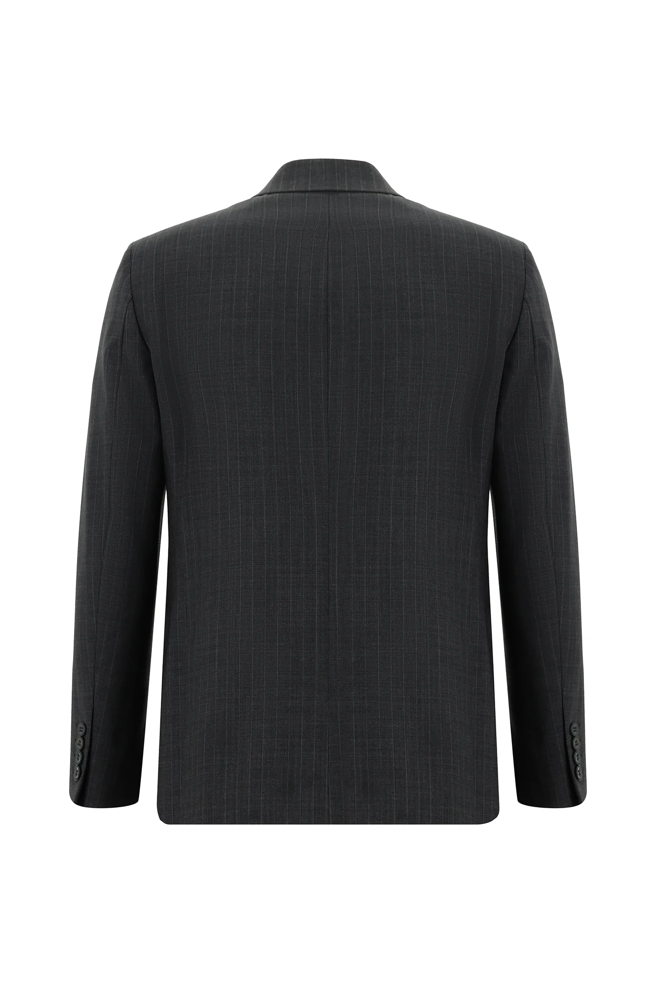 Koyu Füme 7 Drop Slim Fit Dar Kesim Yünlü Çizgili Takım Elbise - Image 3