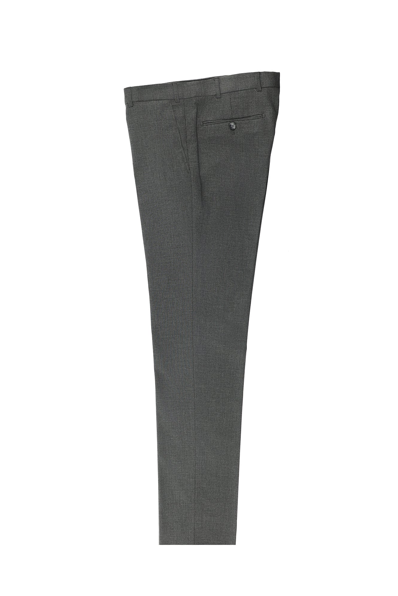 Koyu Füme 7 Drop Slim Fit Dar Kesim Yünlü Klasik Desenli Kumaş Pantolon