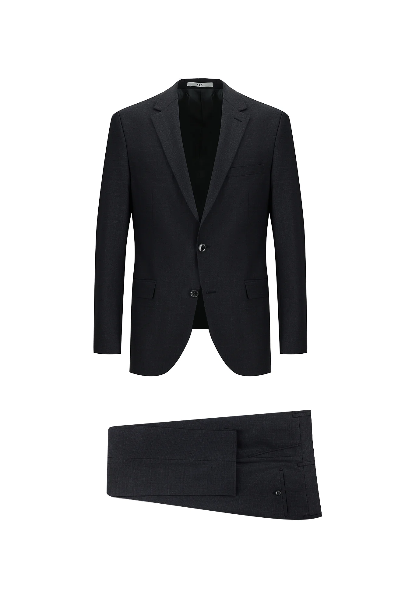Koyu Füme 7 Drop Slim Fit Dar Kesim Yünlü Desenli Takım Elbise
