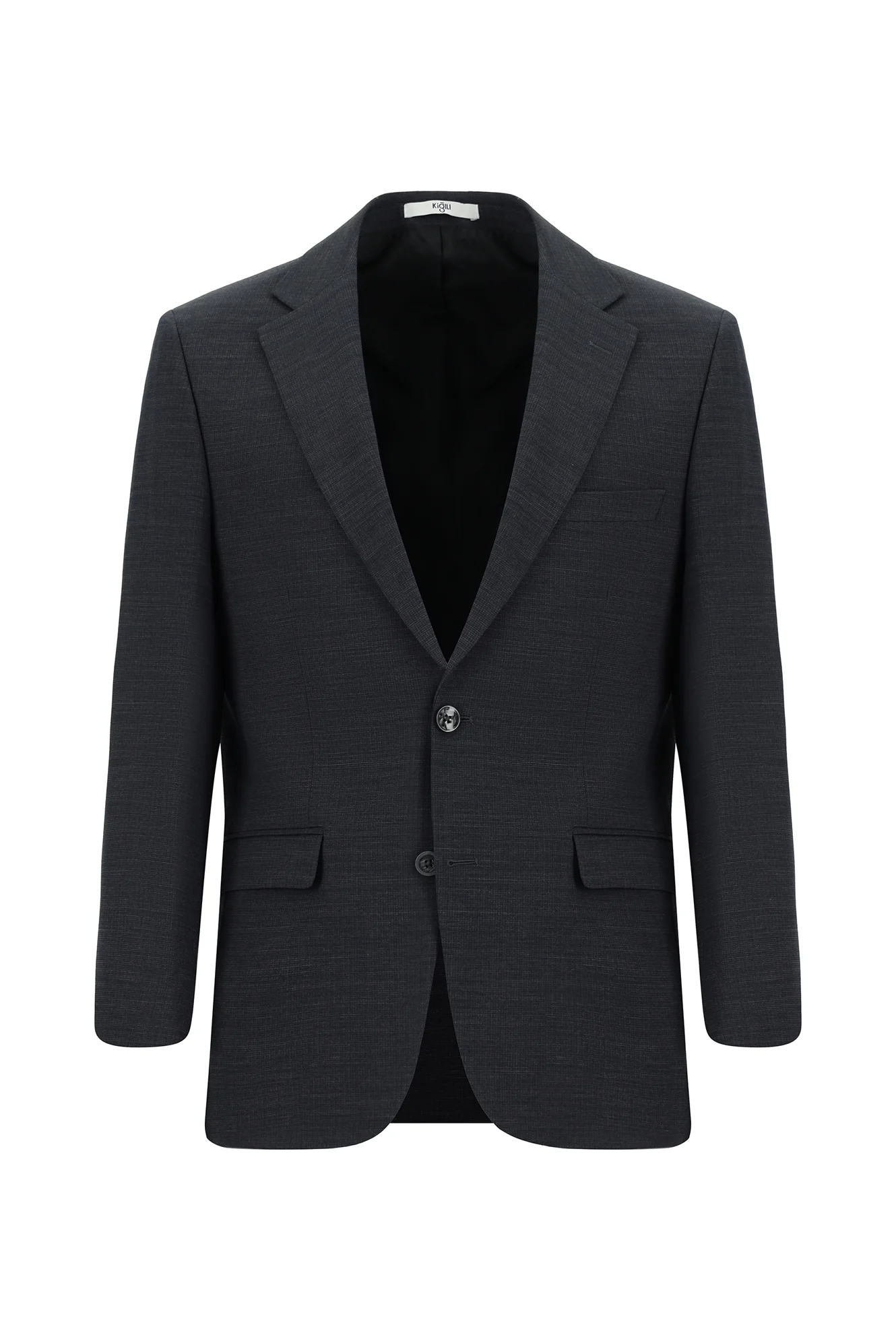 Koyu Füme 7 Drop Slim Fit Dar Kesim Yünlü Desenli Takım Elbise - Image 2
