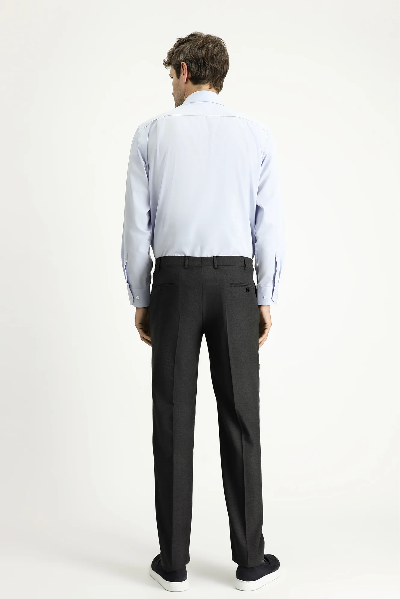 Koyu Füme 7 Drop Slim Fit Dar Kesim Yünlü Klasik Kumaş Pantolon - Image 4